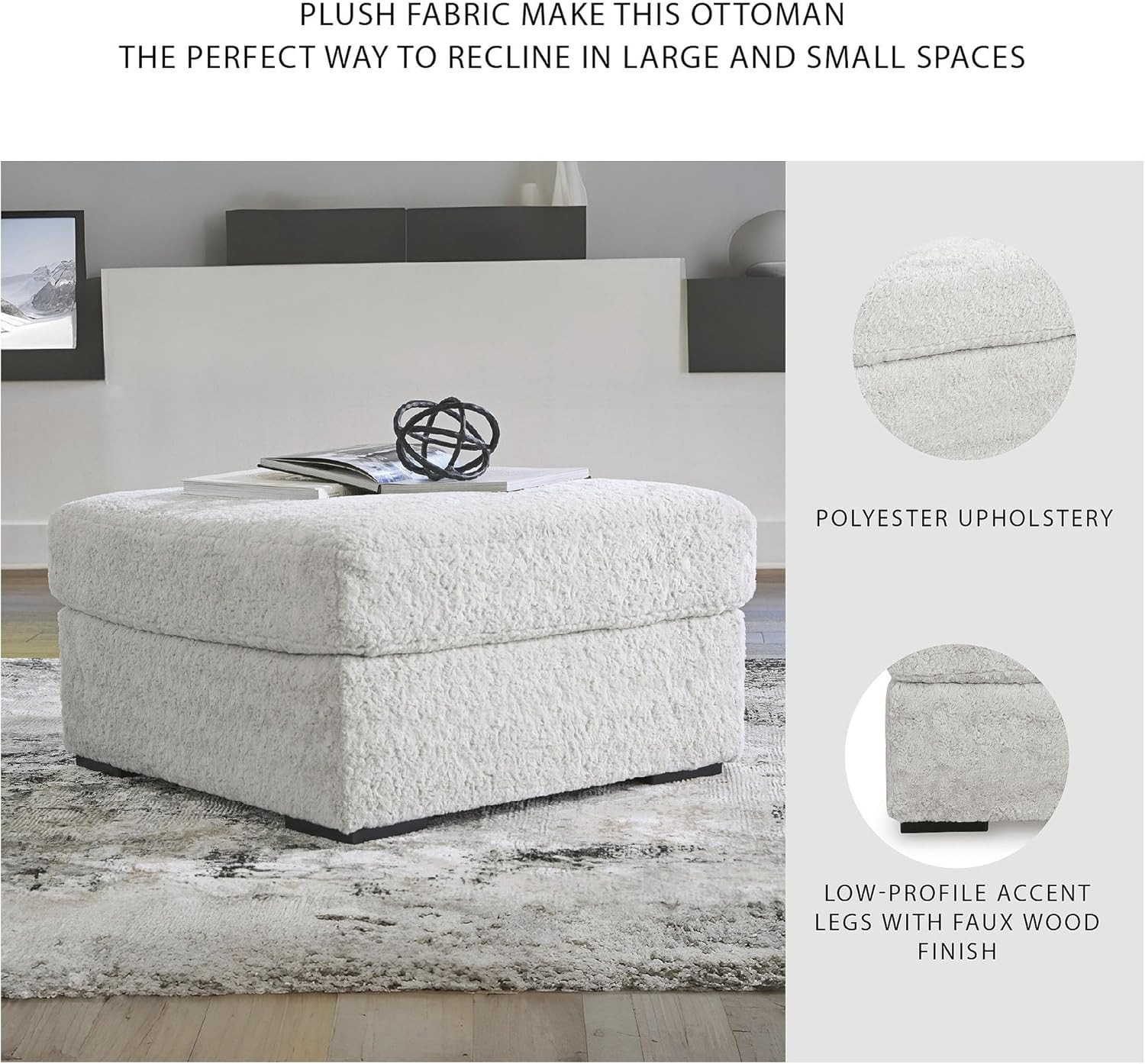 Cuddlesome White Oversized Square Accent Ottoman by