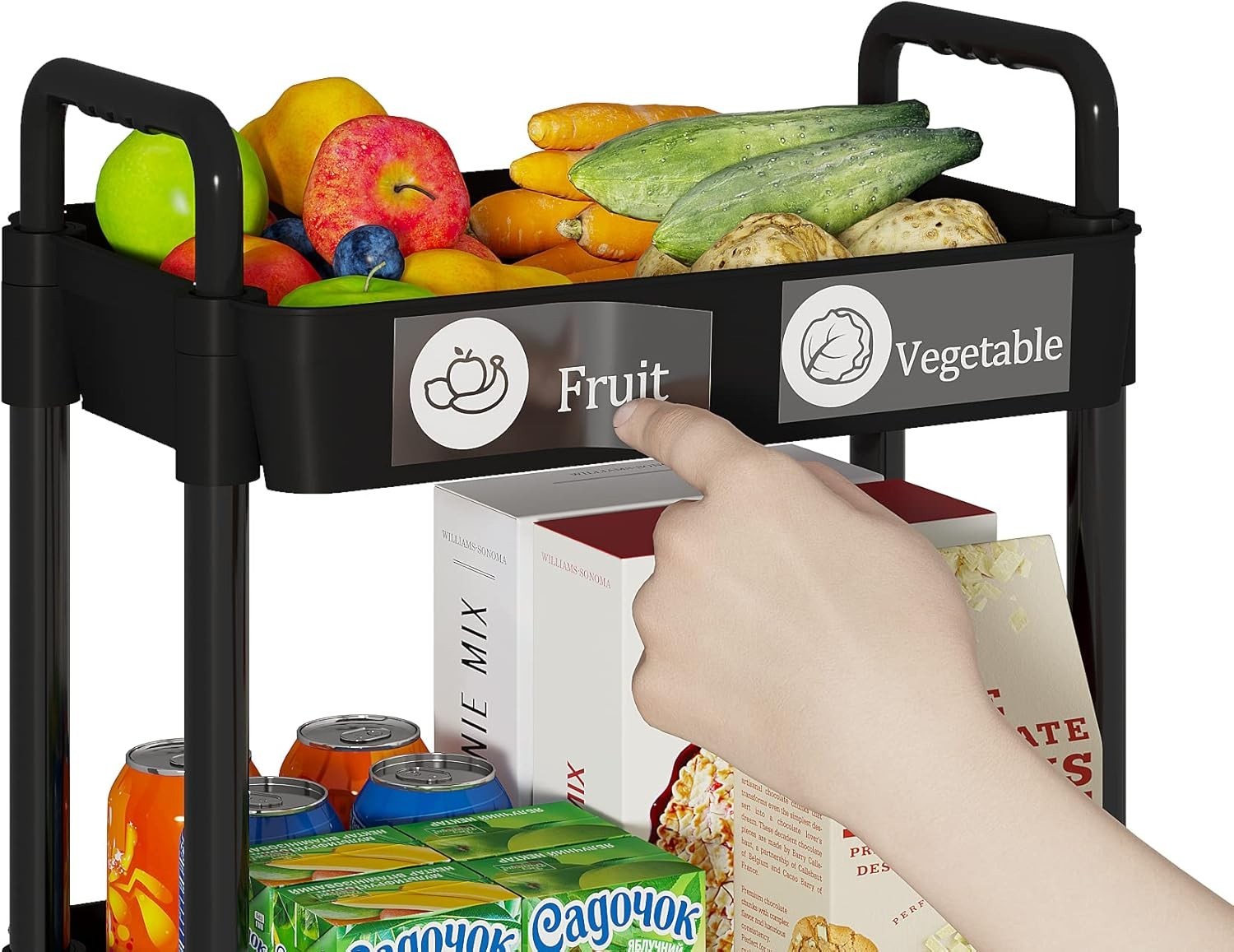 Compact 4-Tier Rolling Cart with Classification Stickers - Effortless Storage