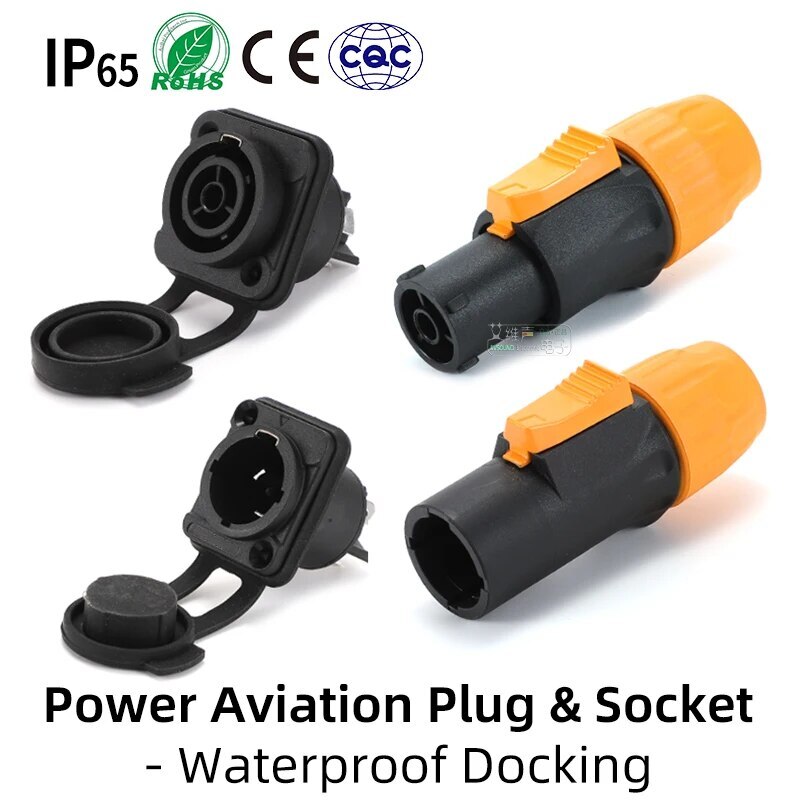 1pcs 16A PowerCON Aviation Plug Socket Power Audio Input Output Adapter IP65