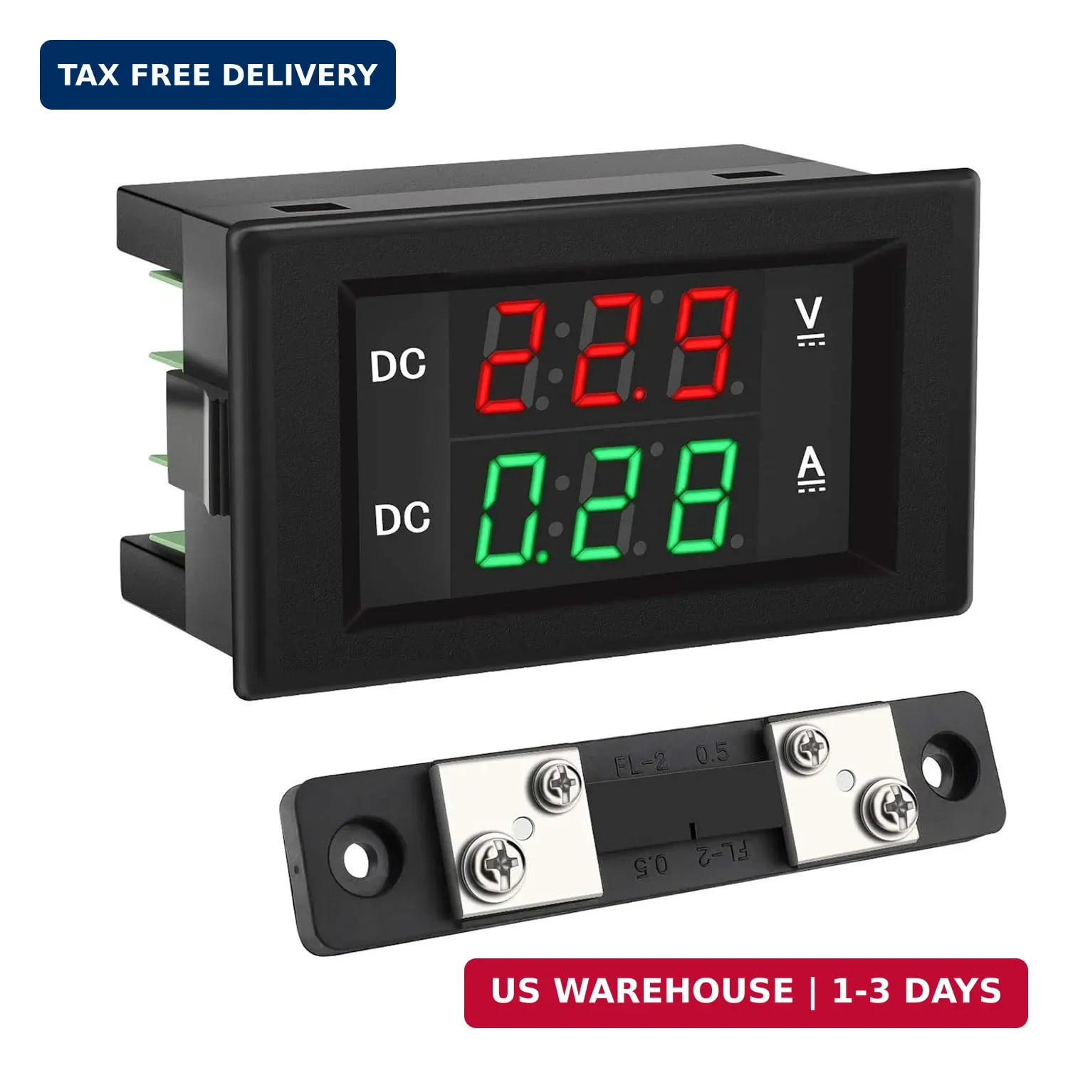 DROK DC 4.5-100V Digital Voltmeter Ammeter Multimeter Panel, DC Amp Meter Voltag