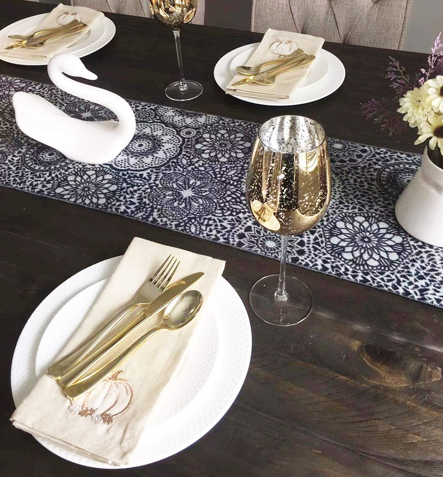 120 Piece Gold Plastic Silverware Set - Reusable & Recyclable - Gold Plastic ...