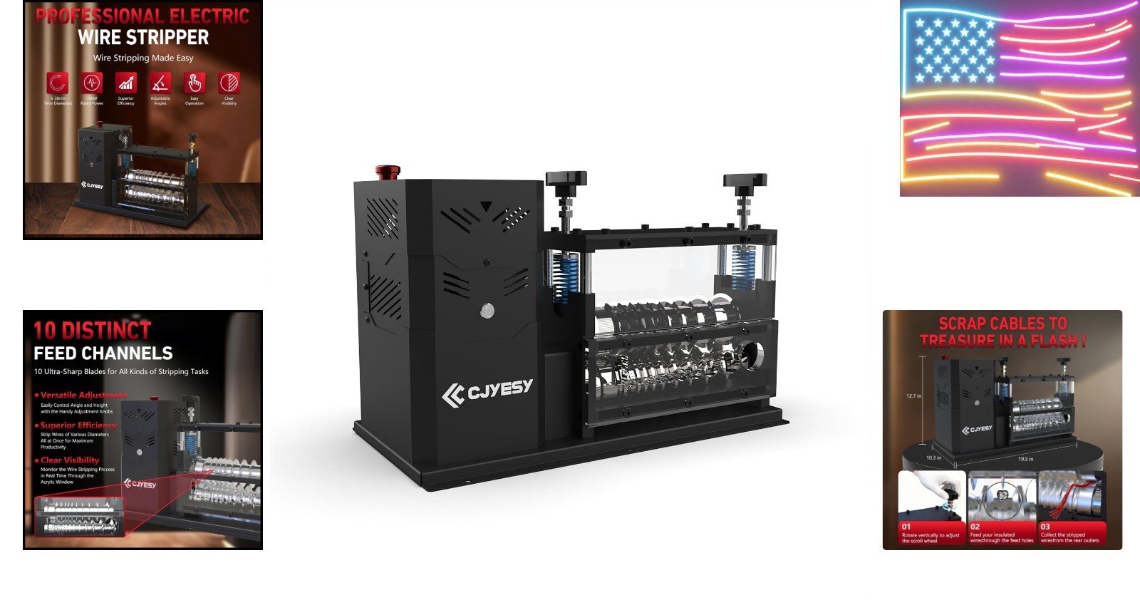Wire Stripping Machine 0.06-1.5 inch,Wire Stripper Machine 11 Channels 10 Bla...