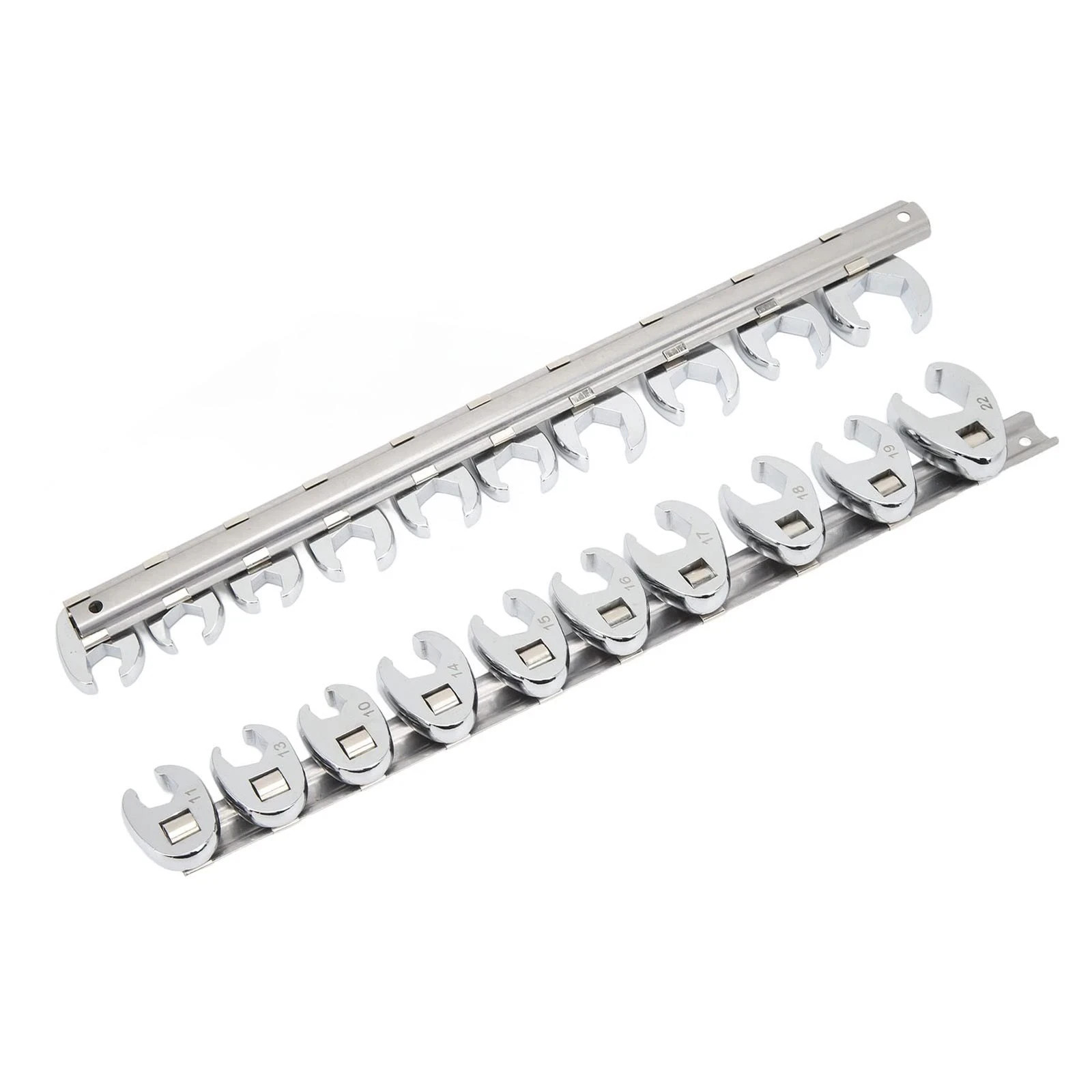 lvifloae 10pcs Crows Foot Wrench Set 10mm to 22mm Sizes Metric Nut Silver