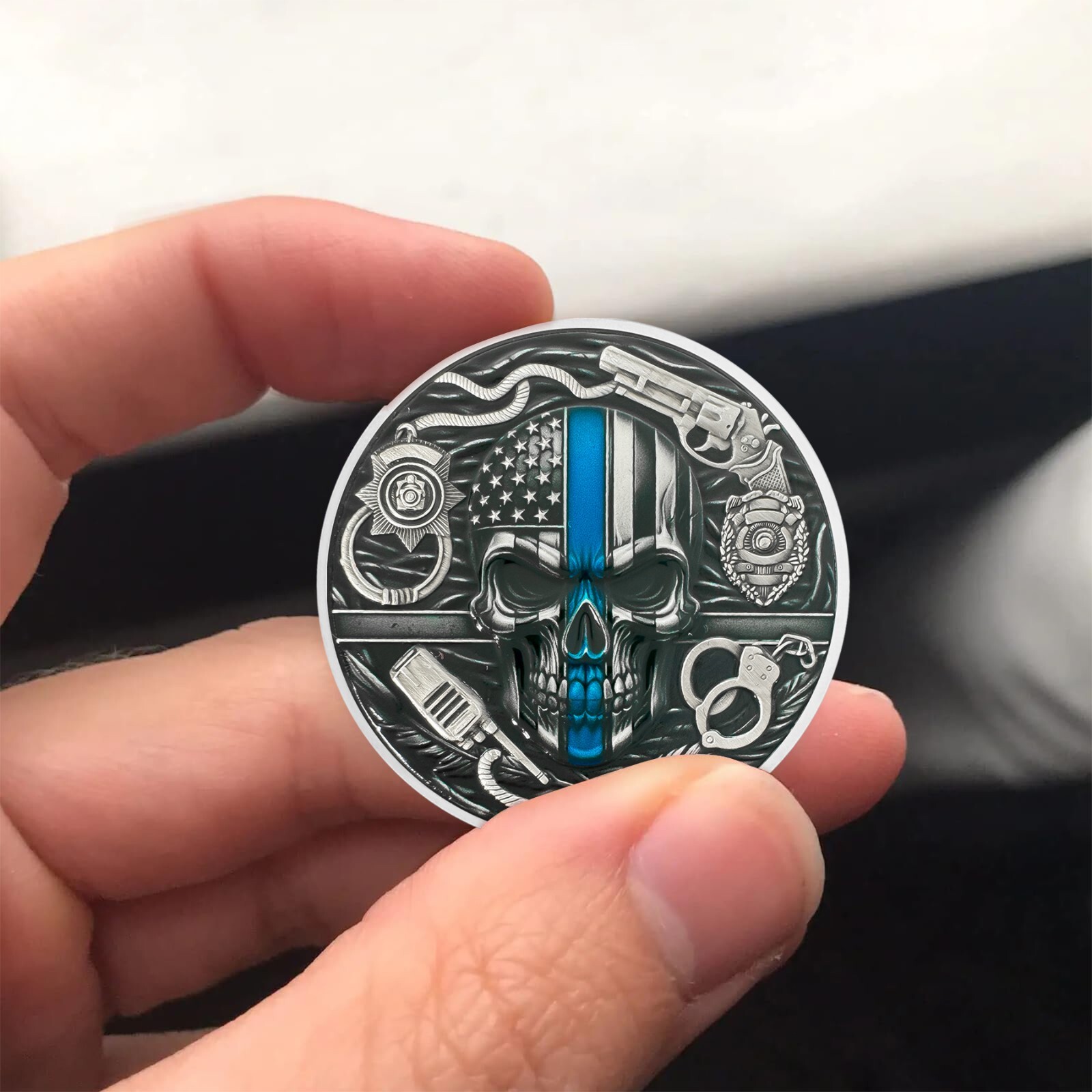 Cool Thin Blue Line Heroes In Blue Law Enforcement Police Prayer Challenge Coin