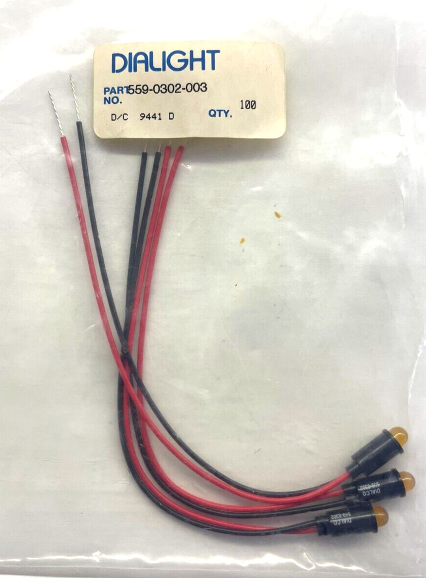 (3 PIECE LOT) 559-0302-003, DIALIGHT LED PANEL YELLOW DIFF 5V SNAP 6"LD