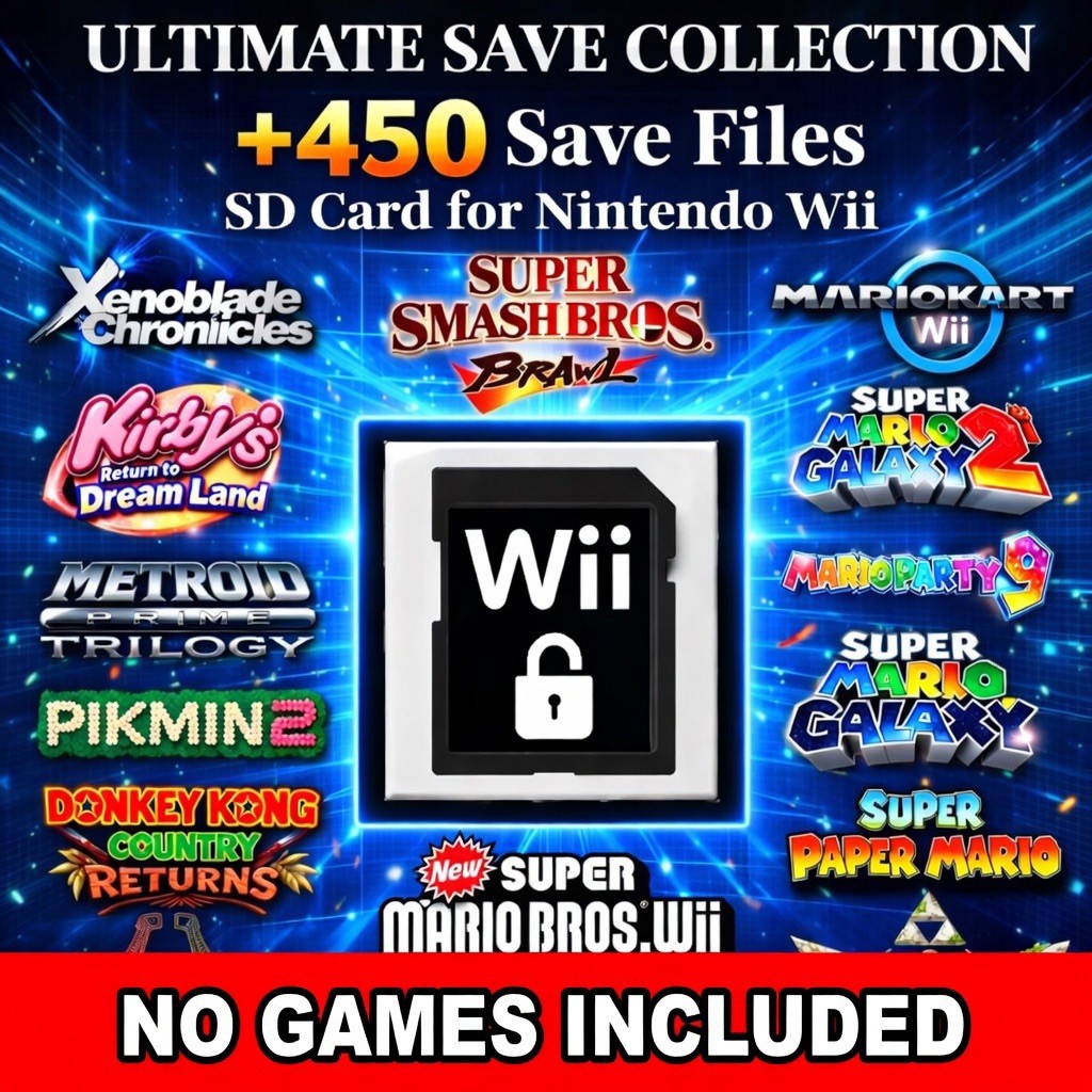 Wii Unlocked Save Collection - 450+ Saves - 1GB Memory Card - 100% Complete