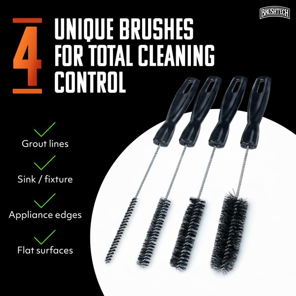 Brushtech Multi-Use Brush Quartet, Precision Cleaning Scrub Tools