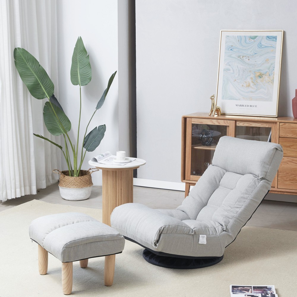 Lazy Sofa Balkon Freizeitstuhl Einzelsofa klappbar Relaxsessel mit Fußstütze-