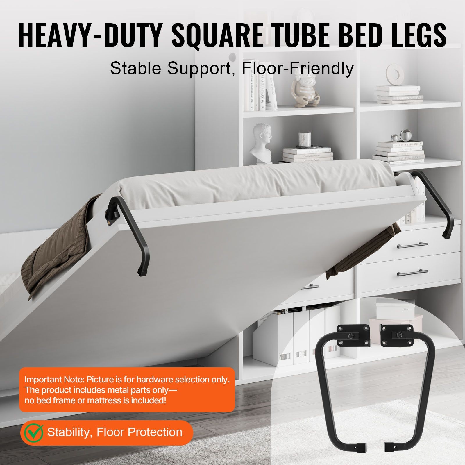 Full Size Murphy Bed Kit - Vertical DIY Wall Bed Hardware for Space Saving