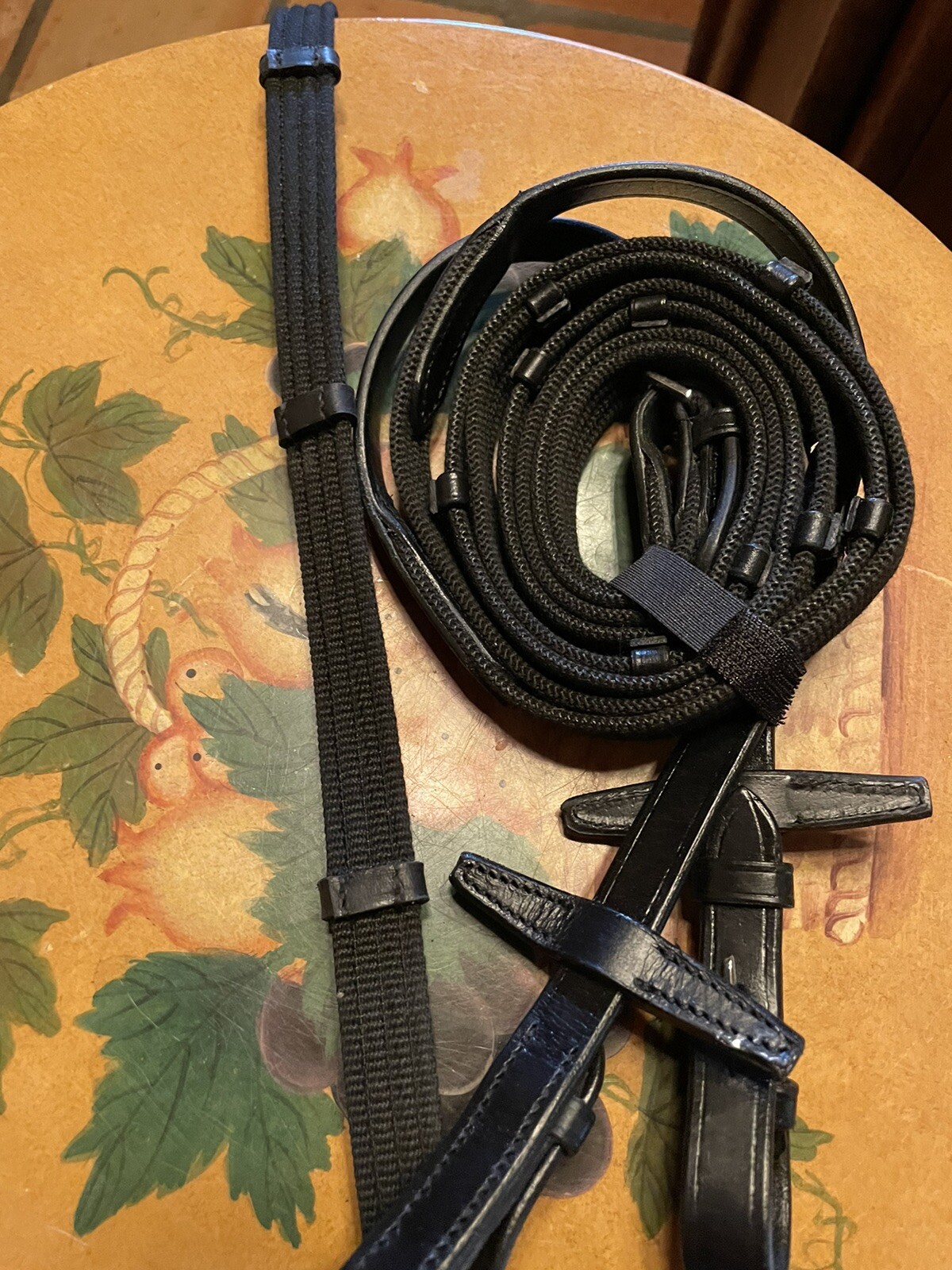 reins, New, Black With Leather Stations