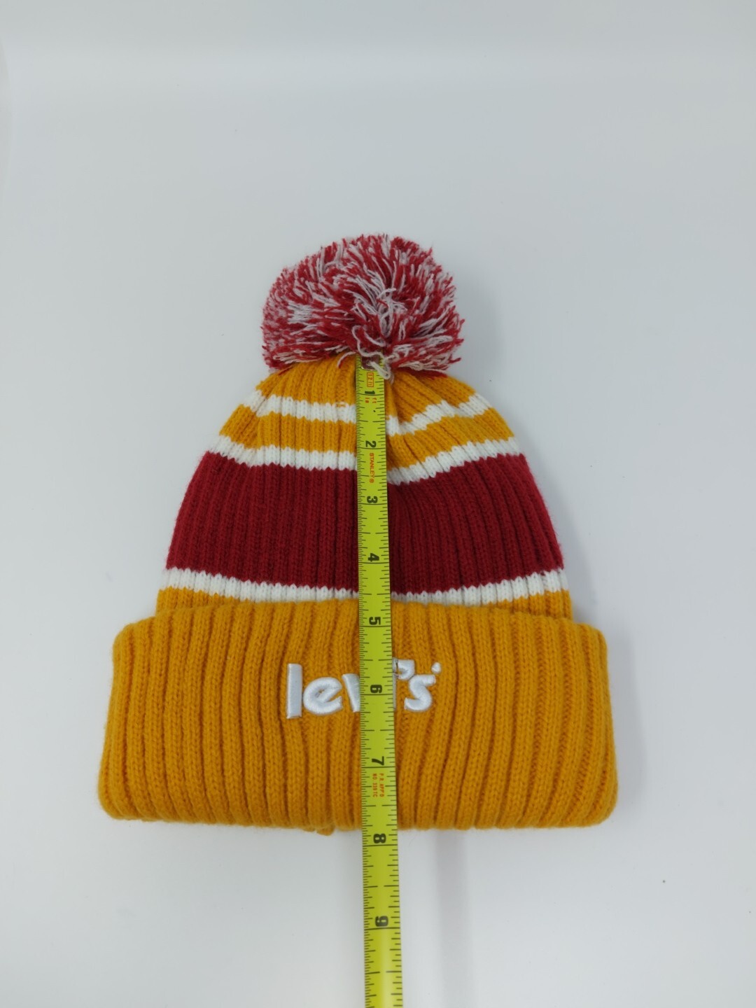 LEVI'S Cuffed Knit Beanie Hat Cap Pom-pom