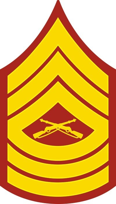 USMC E-8 MSGT Master Sergeant (Gold) Decal - 2.27" Wide x 4.00" High Decal