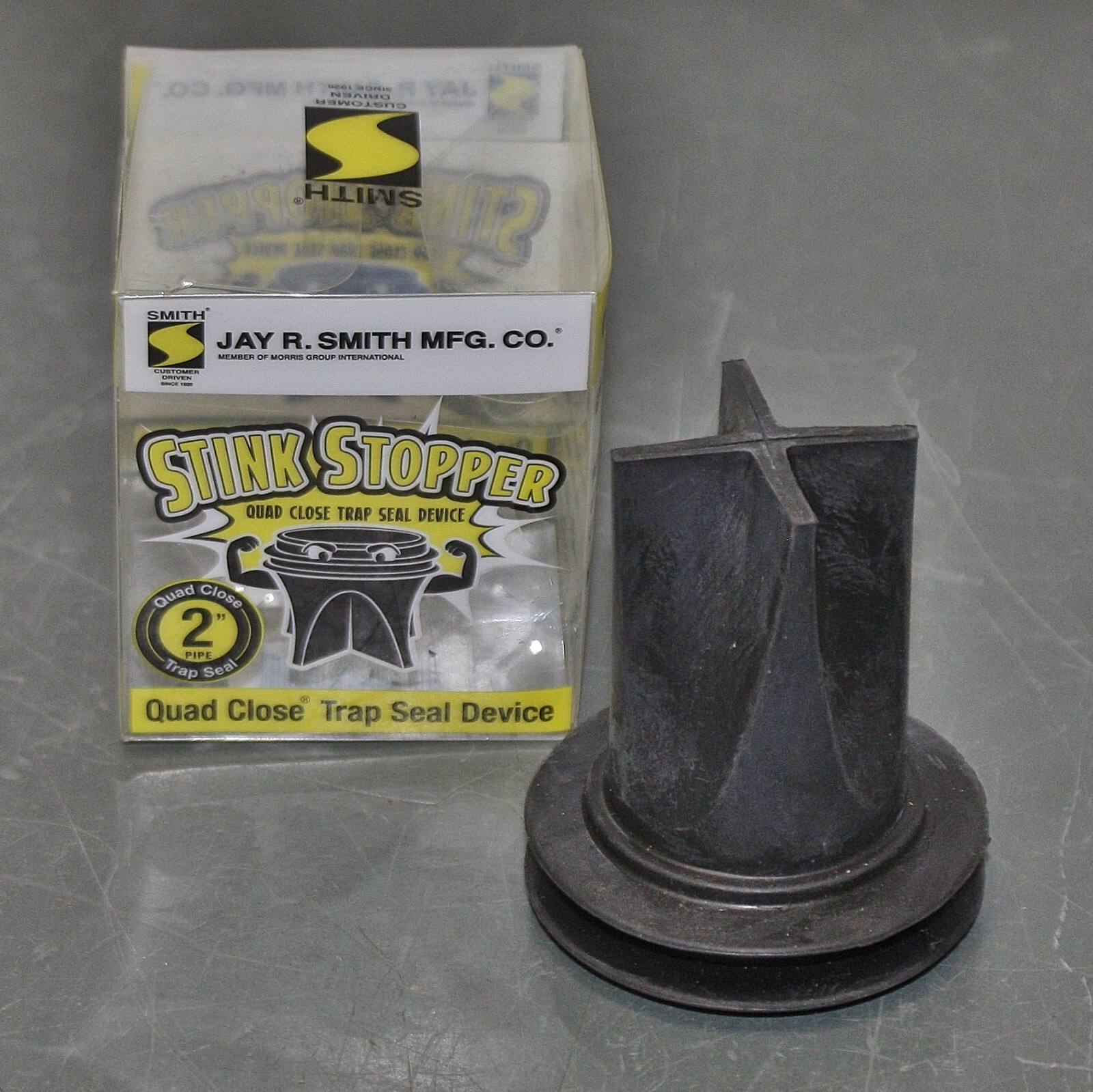 Jay R Smith Stink Stopper Trap Seal 2692-02, for 2" Floor Drain, Quad Close