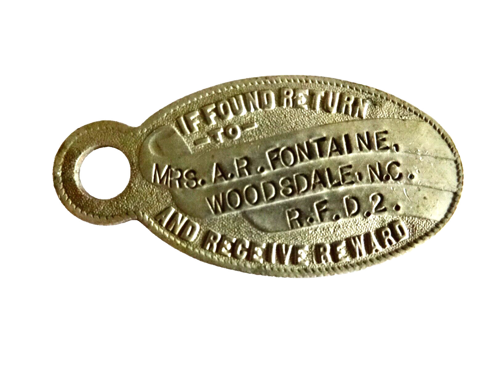 mRS. FONTAINE WOODSDALE NO CAROLINA FOUND REWARD FOB ANTIQUE VINTAGE neocurio