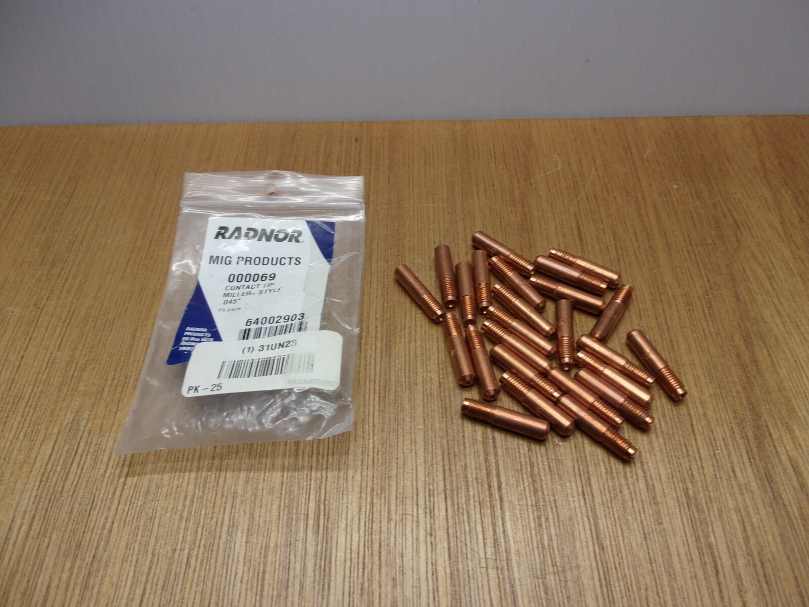 23-Pack Radnor Mig Products Contact Tip .045" 64002903 000069 (Miller style)