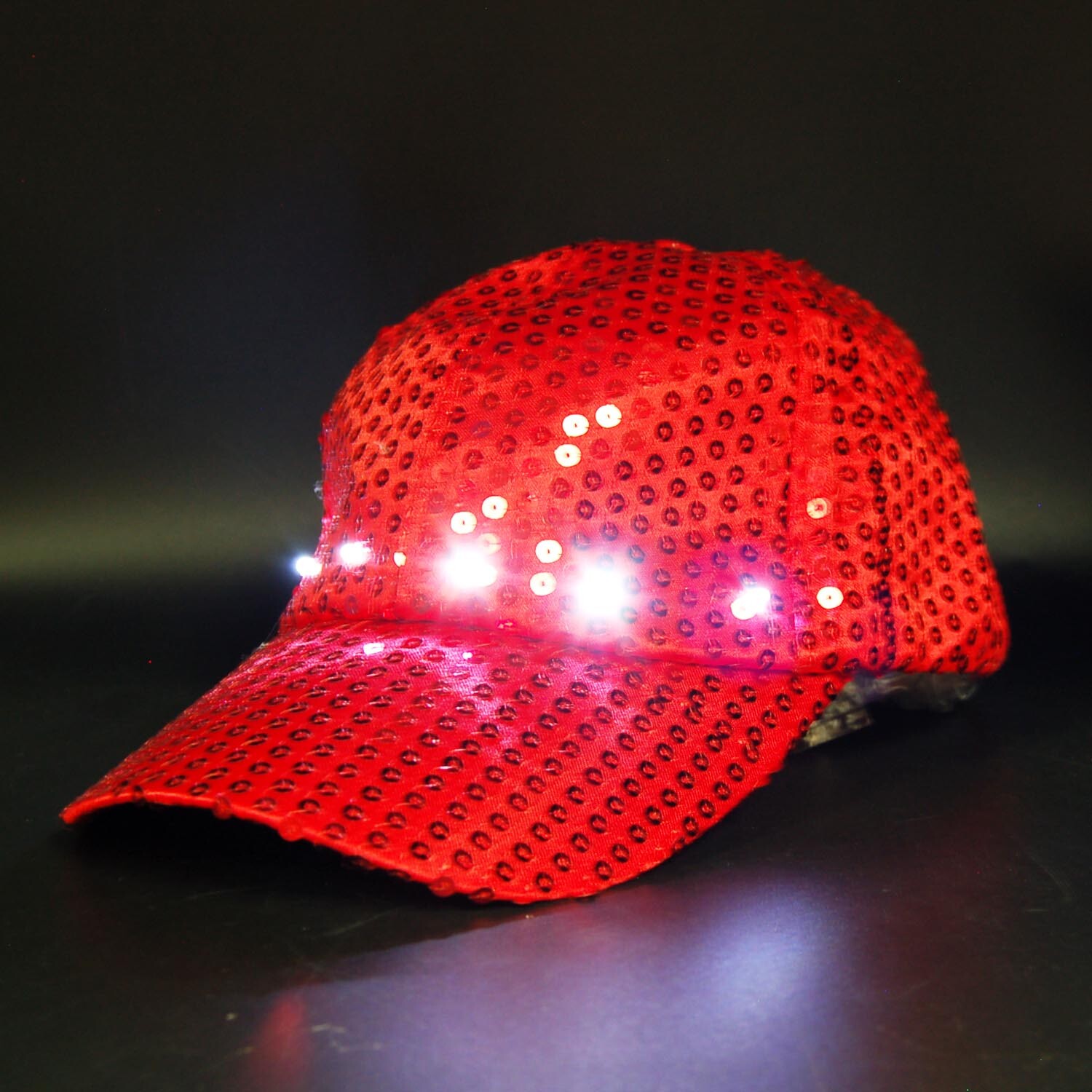 Light-Up LED Hats Sequin Sports Baseball Safety Night Cap Raver Party Club US