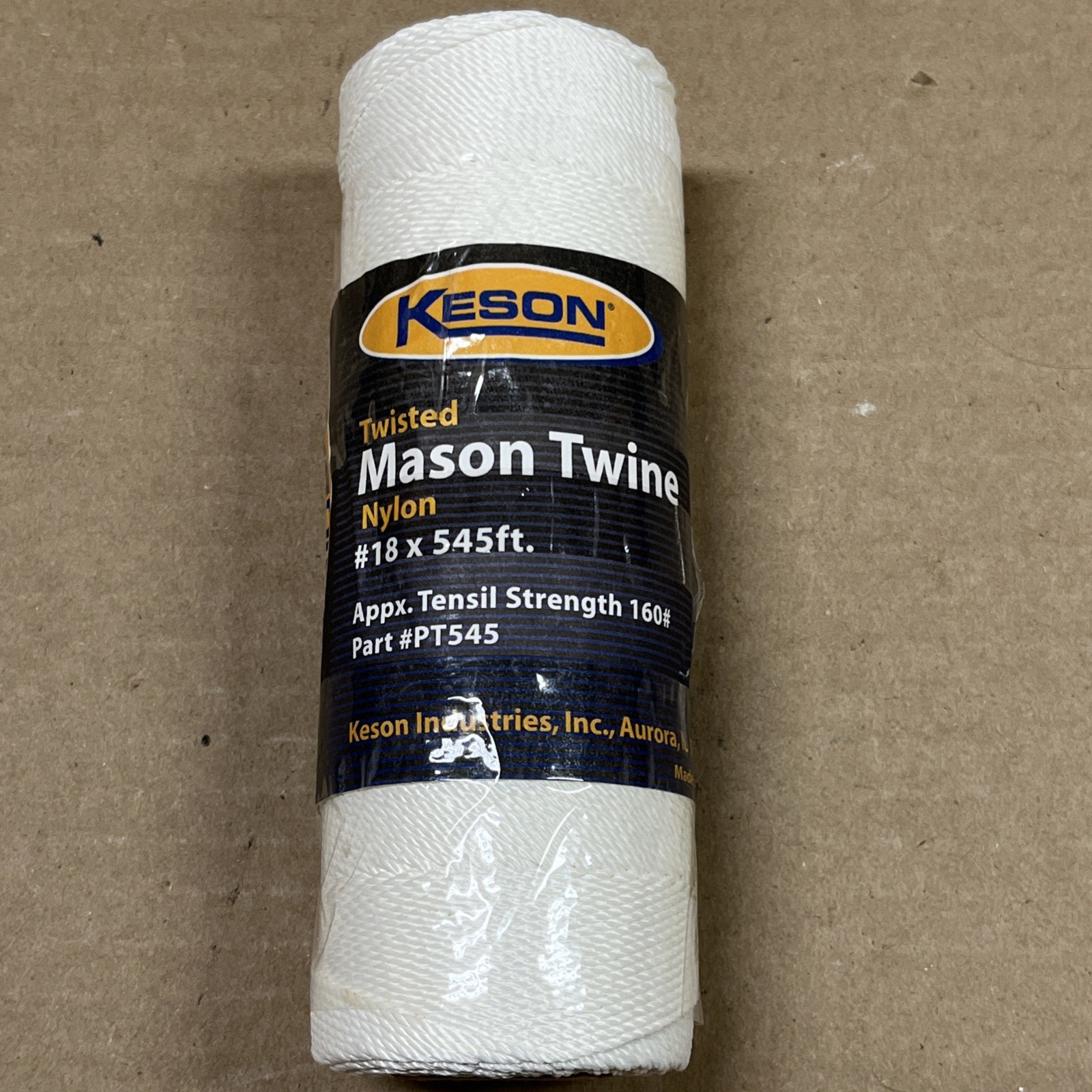 Keson #18 x 545 ft Twisted Nylon Mason Line - Construction String PT545 160 Tins