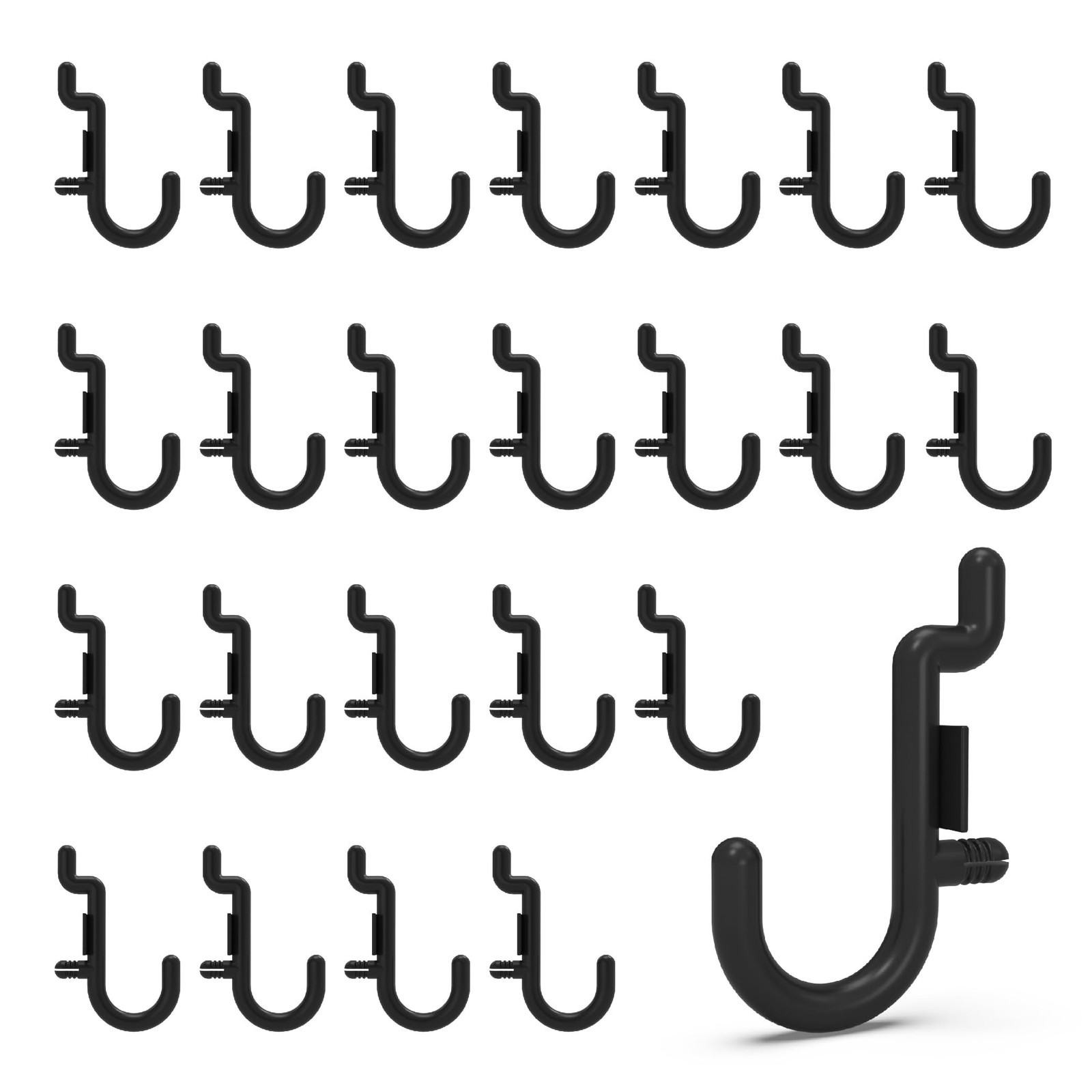 HUHOLE 100 Pack Pegboard Plastic Hooks – J Shape Peg Board Hooks for Hangi
