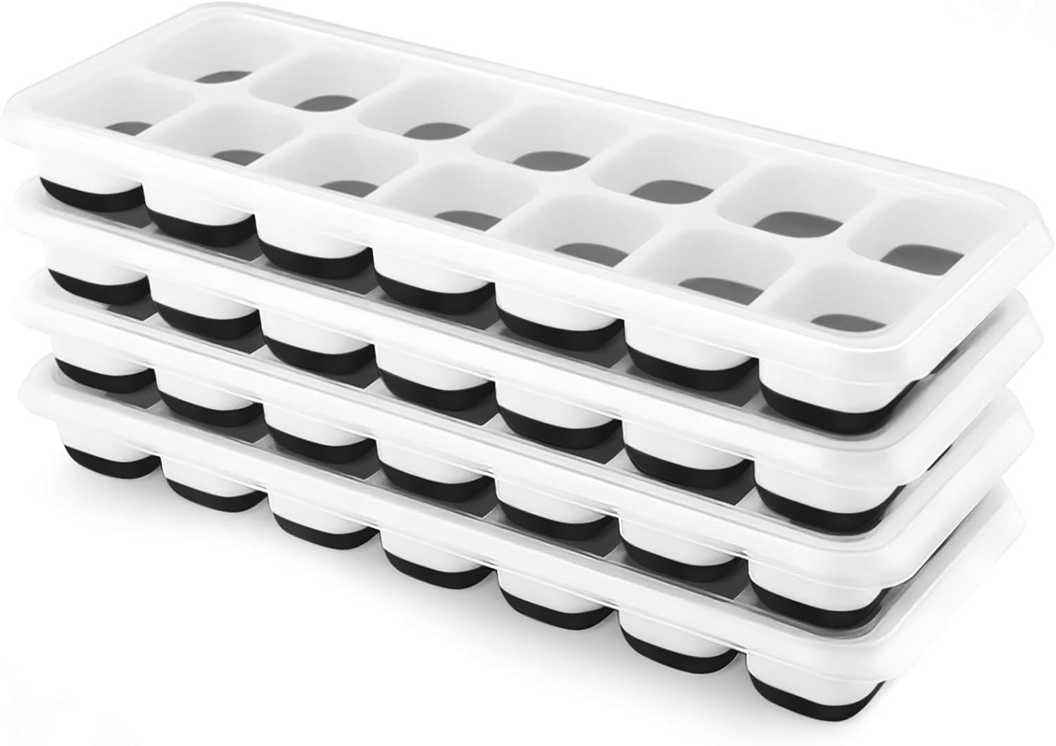 Ice Cube Trays 4 Pack, Airabc Silicone Ice Cube Trays with Removable Lid, Easy-R