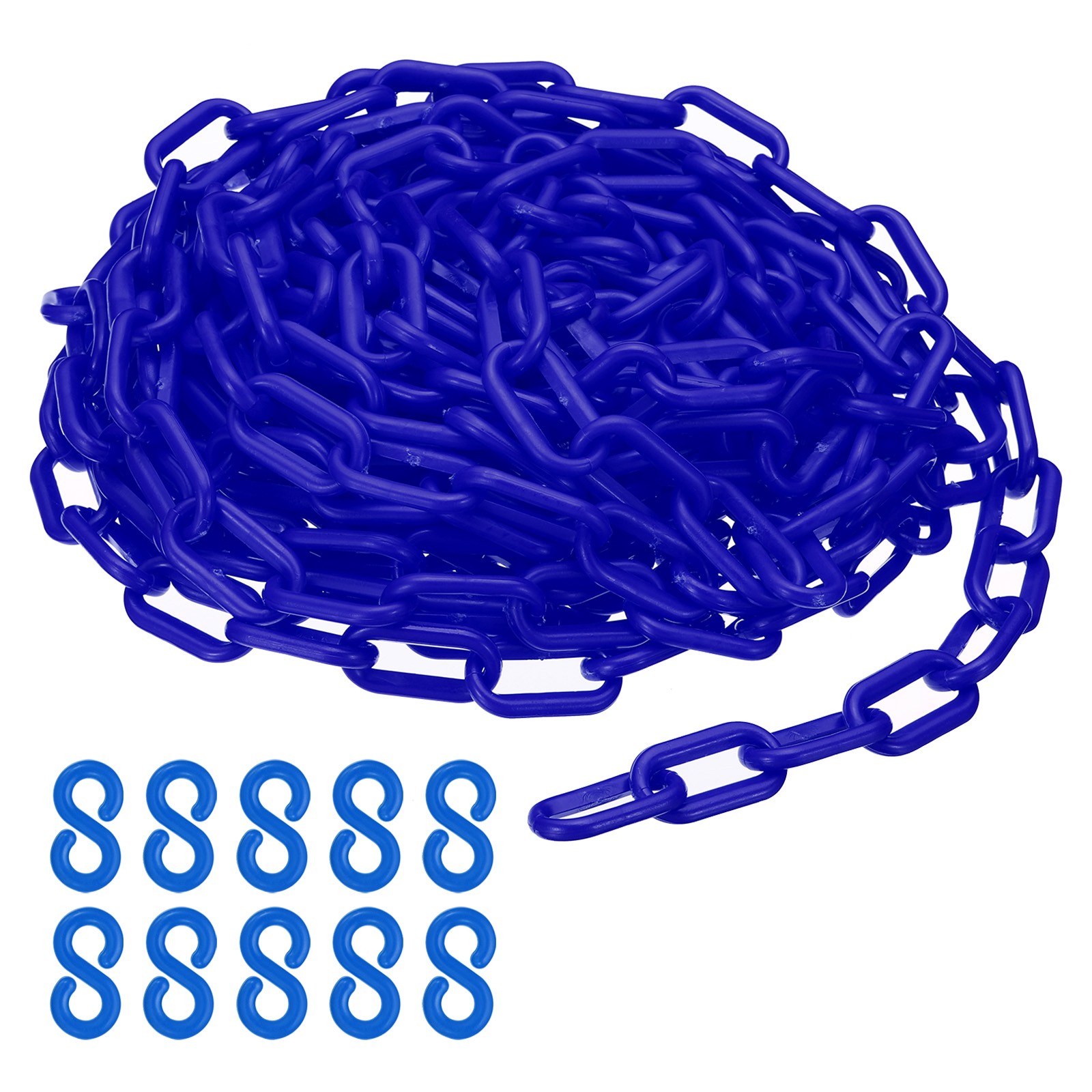Plastic Chain,32 FEET Safety Barrier Chain for Crowd Control, 1/4inch(6mm) Blue
