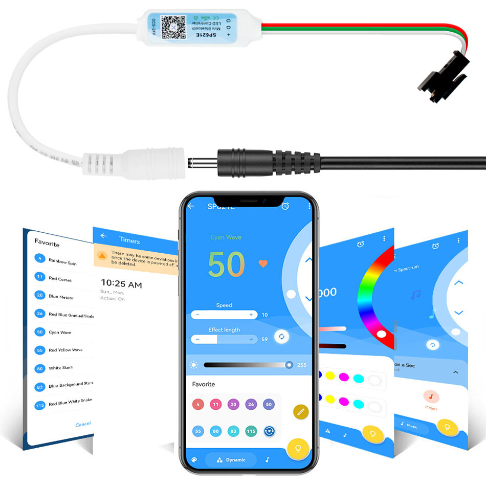 SP621E Bluetooth-compatible LED controller APP control For WS2812 LED strip