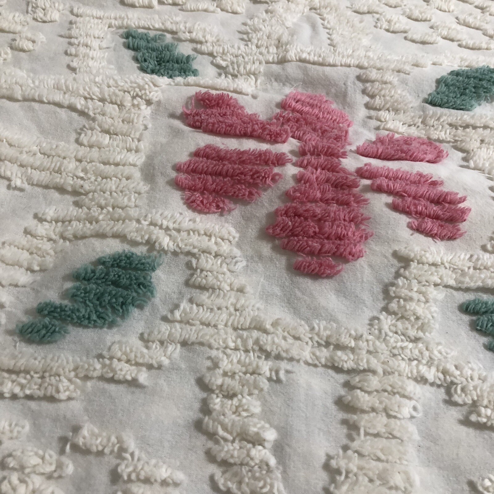 Vintage Chenille Standard Pillow Sham Floral