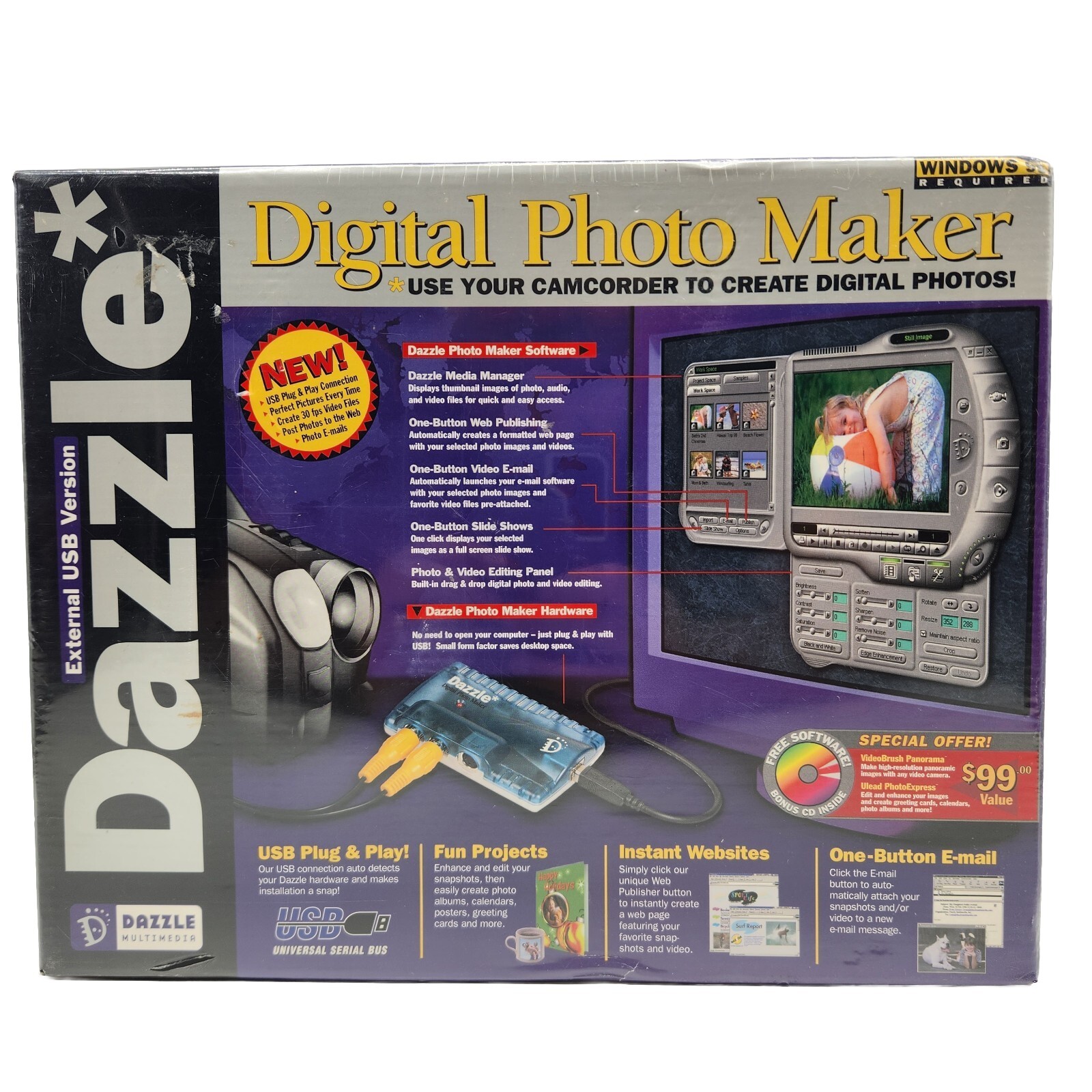 Dazzle Digital Photo Maker for Camcorder Ext USB Version Windows 98 Sealed