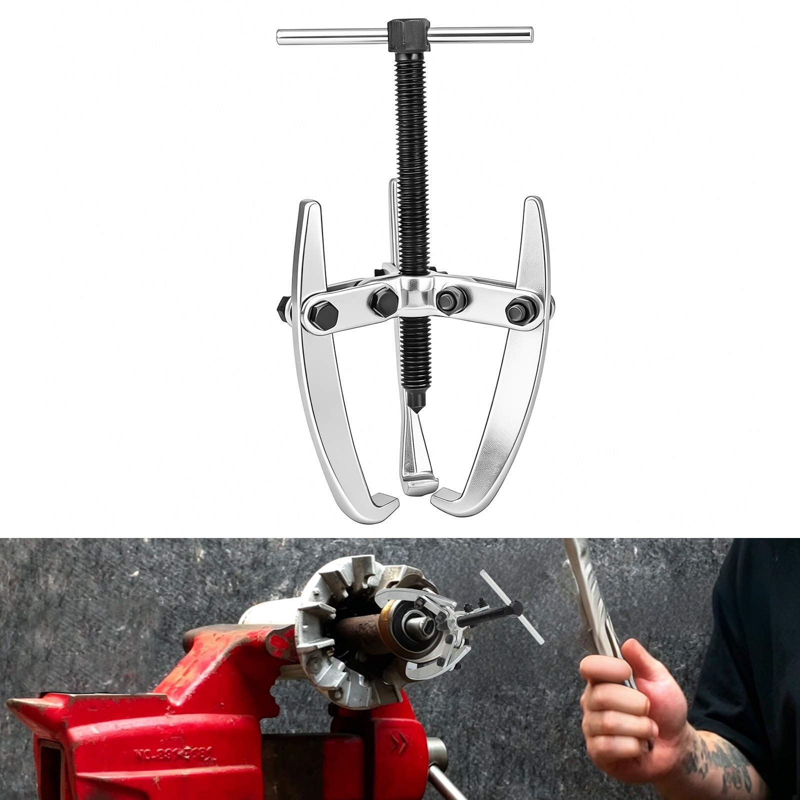 3in 3 Jaw Gear Bearing Puller 10-80mm Heavy Duty Pulley Remover Auto Repair Tool