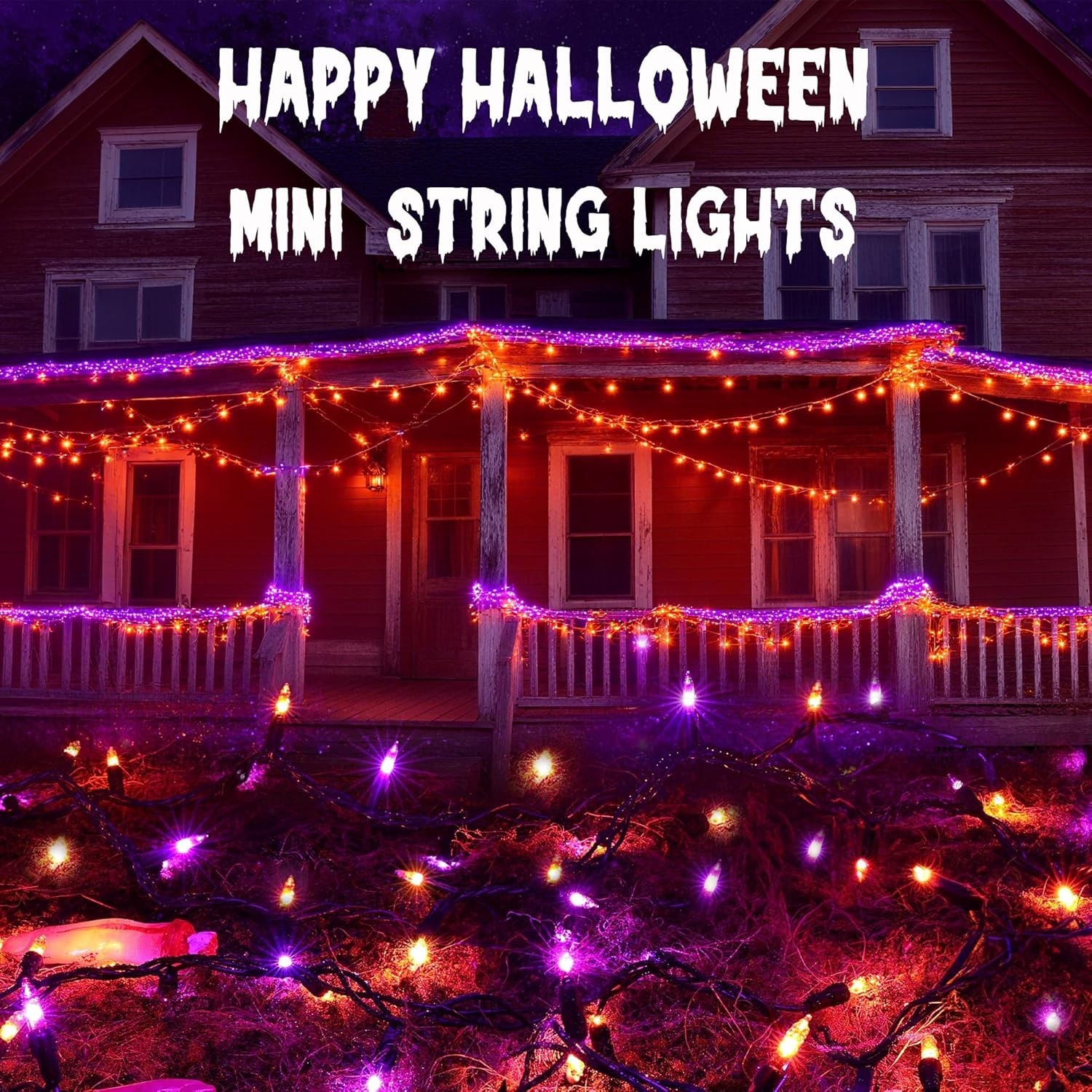 Joomer Orange Purple Halloween String Lights, 19.5FT 100 LED Mini String Lights,