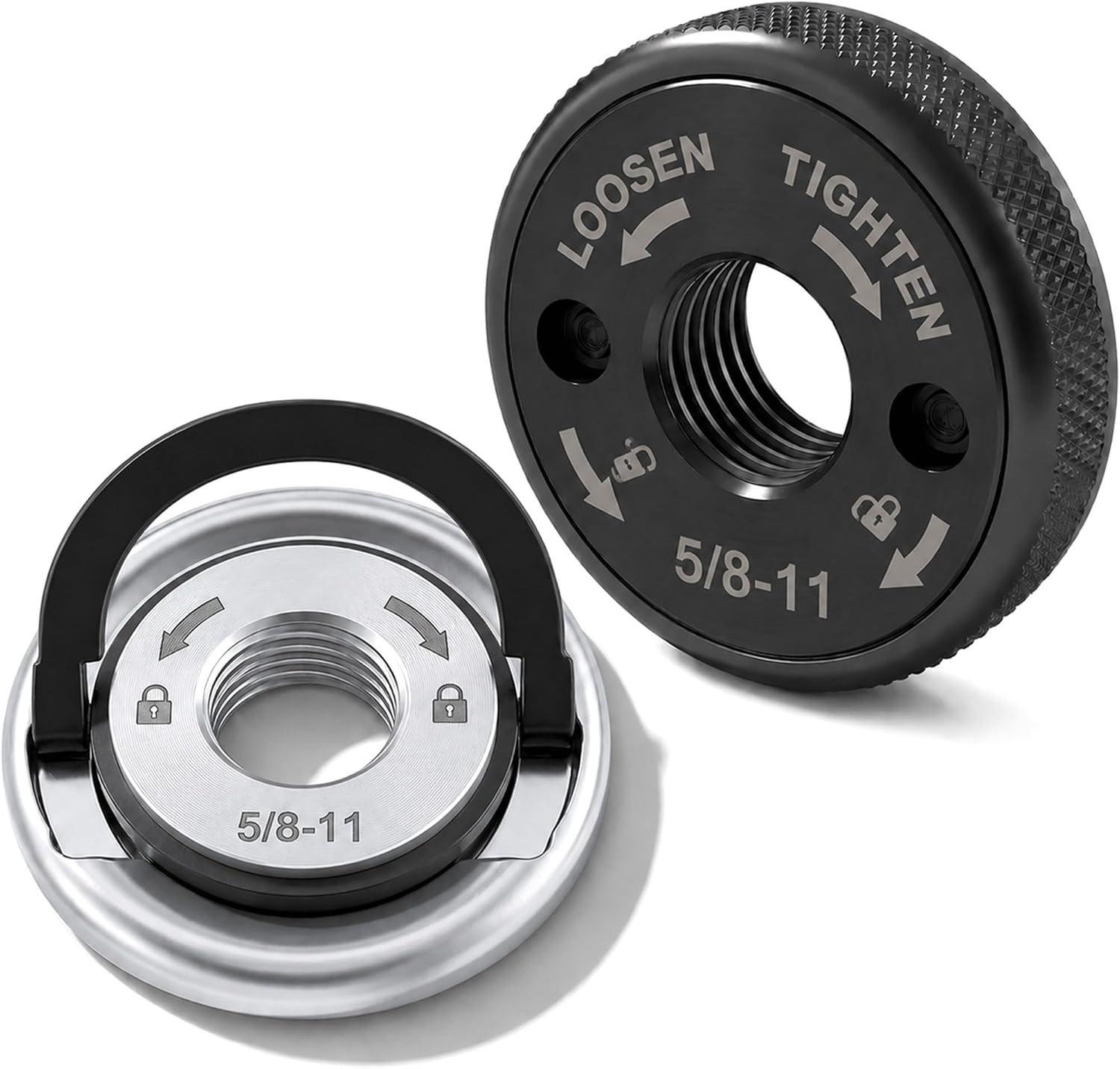 2Pcs 5/8"-11 Thread Angle Grinder Flange Nuts, Tool-Free Quick Release Locking