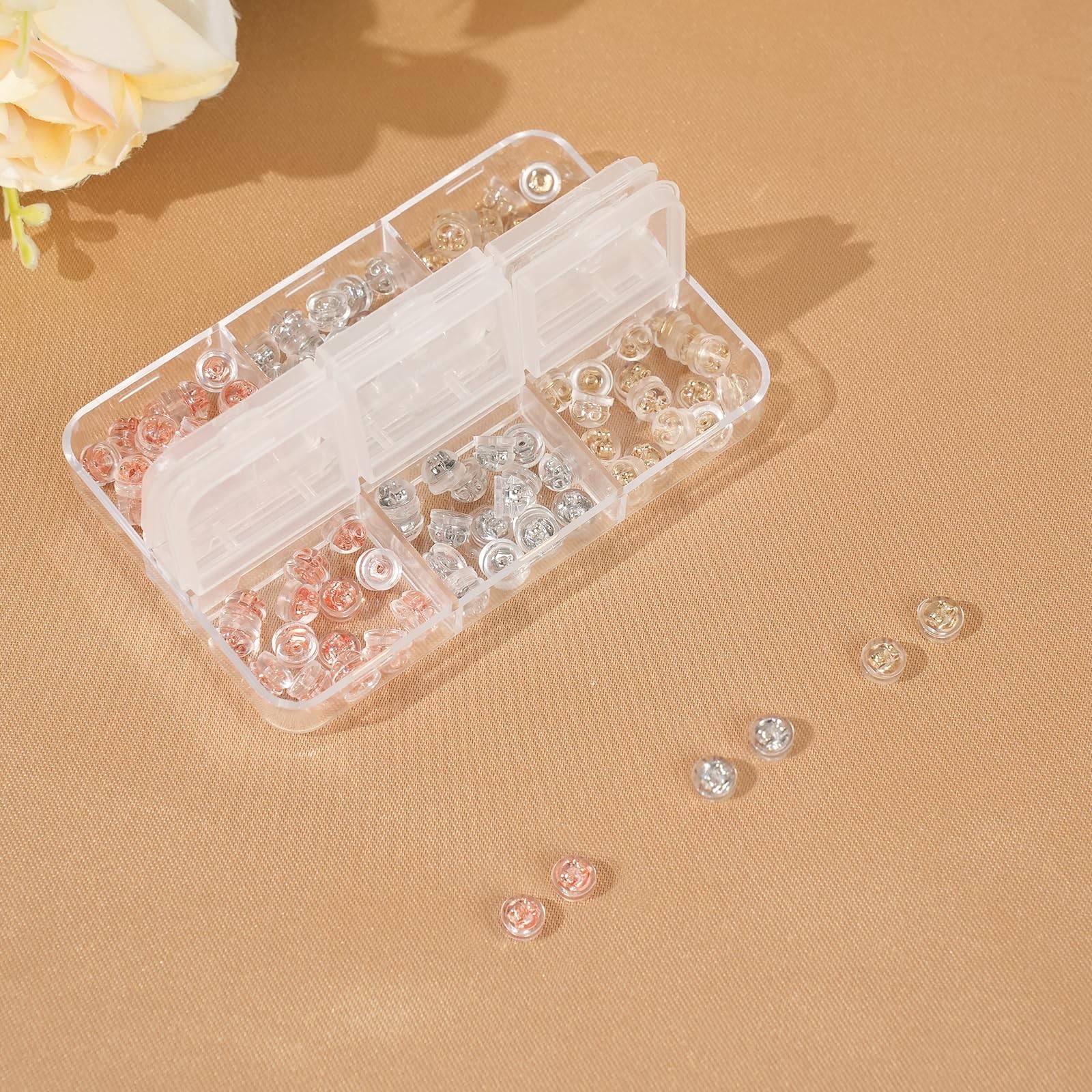 120pcs 18K Gold Earring Backs for Studs, 3 Colors Silicone Earring Backs Repl...