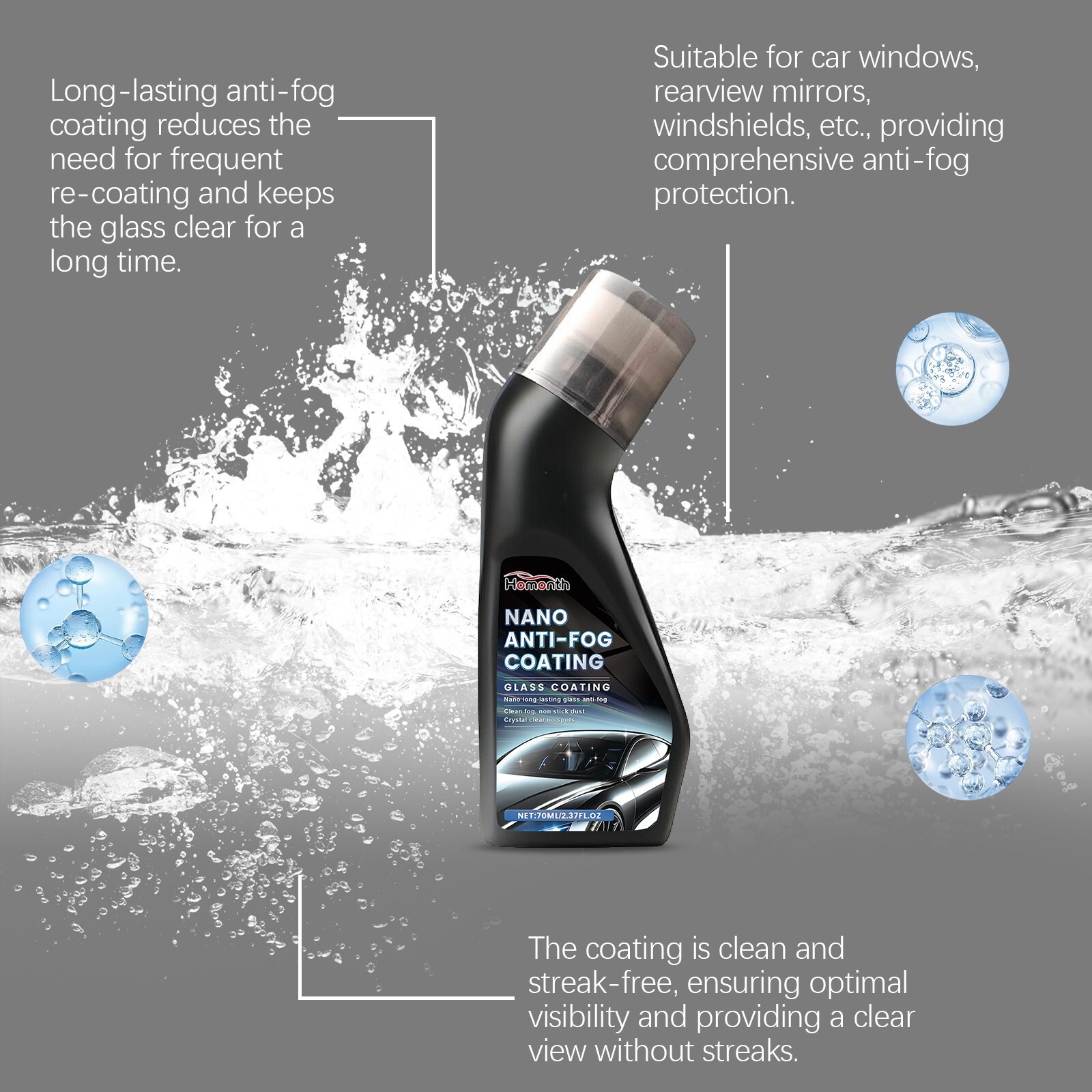 Automotive windshield coating agent for removing stains from the windshield