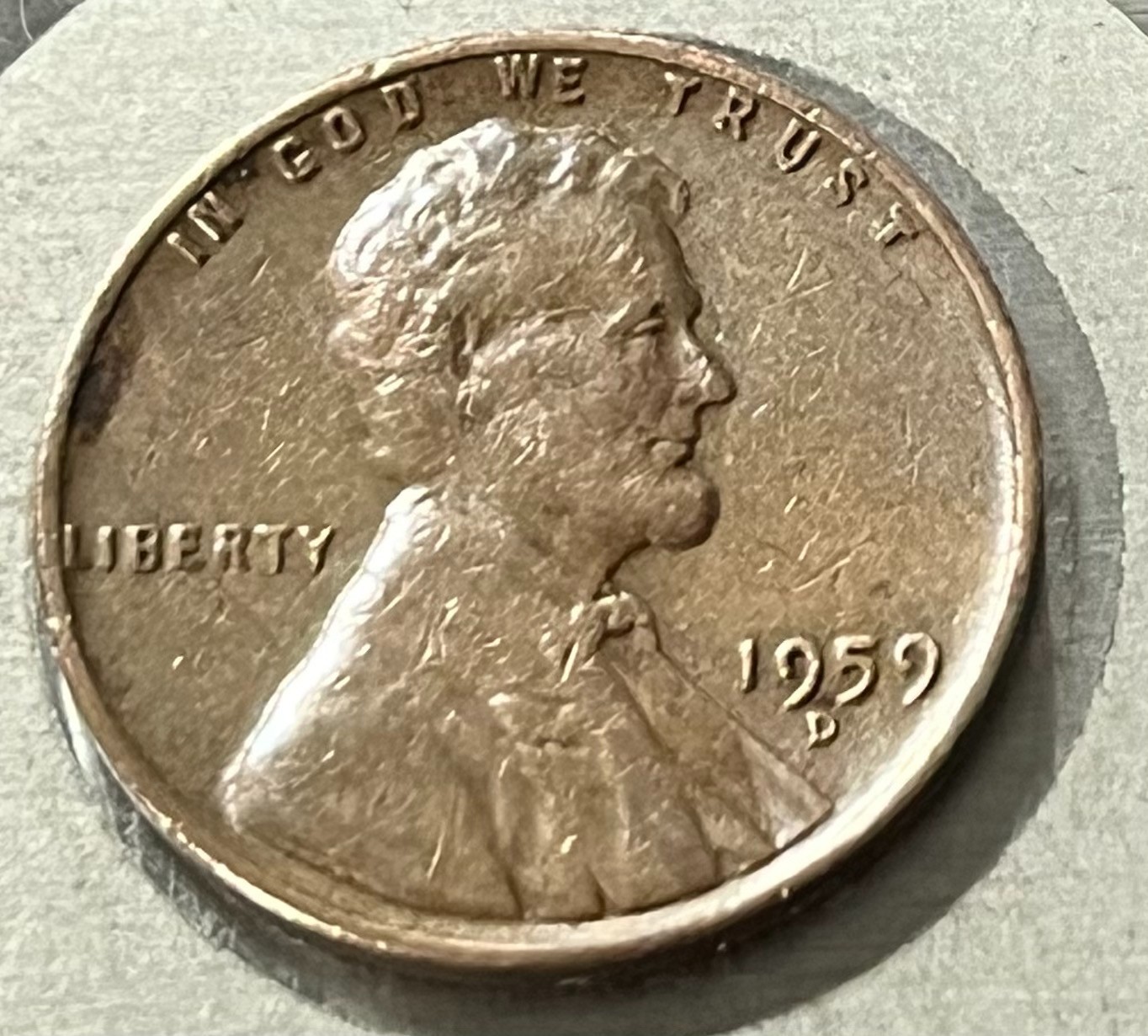 1959- D us Lincoln penny 3.13g Error Double Dye Thick rim