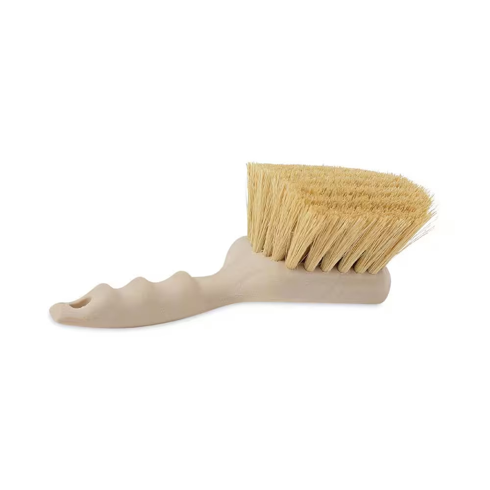8.5" Utility Brush – Tampico Bristles, Plastic Tan Handle Scrubber
