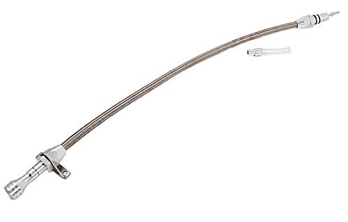 Transmission Dipstick, Firewall Mount, Flexible, Braided Stainless/Aluminum,