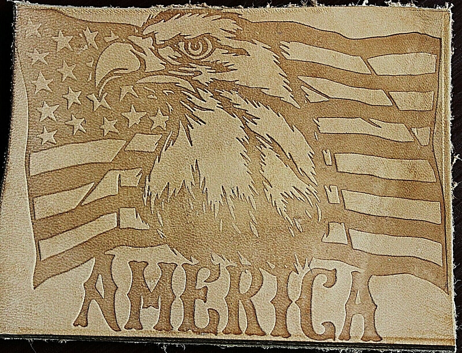 Leather Tooling Embossing Stamp AMERICAN FLAG & EAGLE  for Veg Tanned Leather