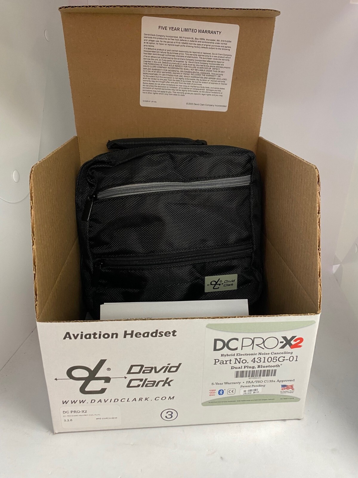 David Clark DC PRO-X2 ENC Headset-Dual Plug w/ Bluetooth (New)