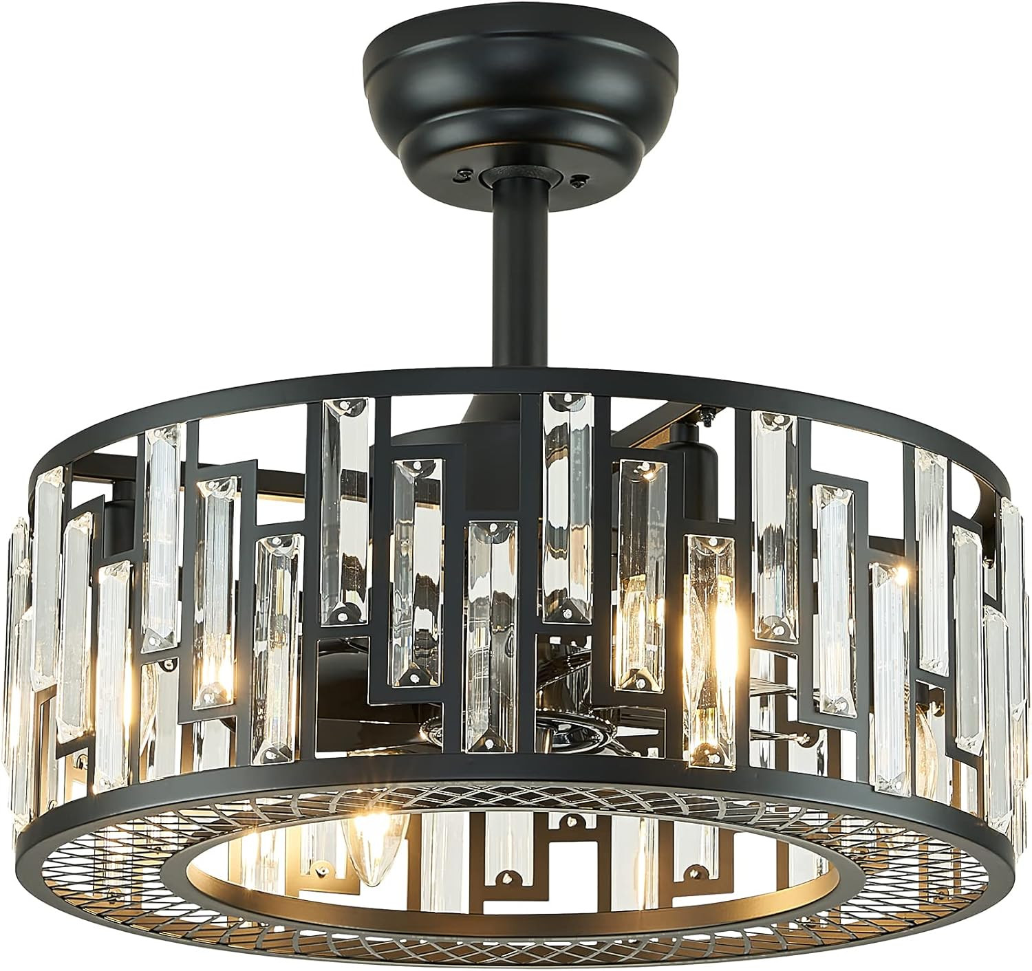 Modern Black Crystal Fandelier Ceiling Fan Light with Remote Control