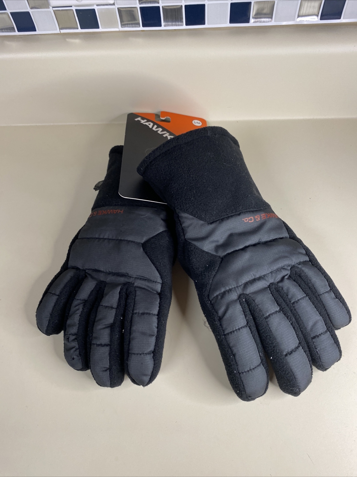 NWT Men’s Hawke & Co. Fleece Field Gloves Black Size S/M