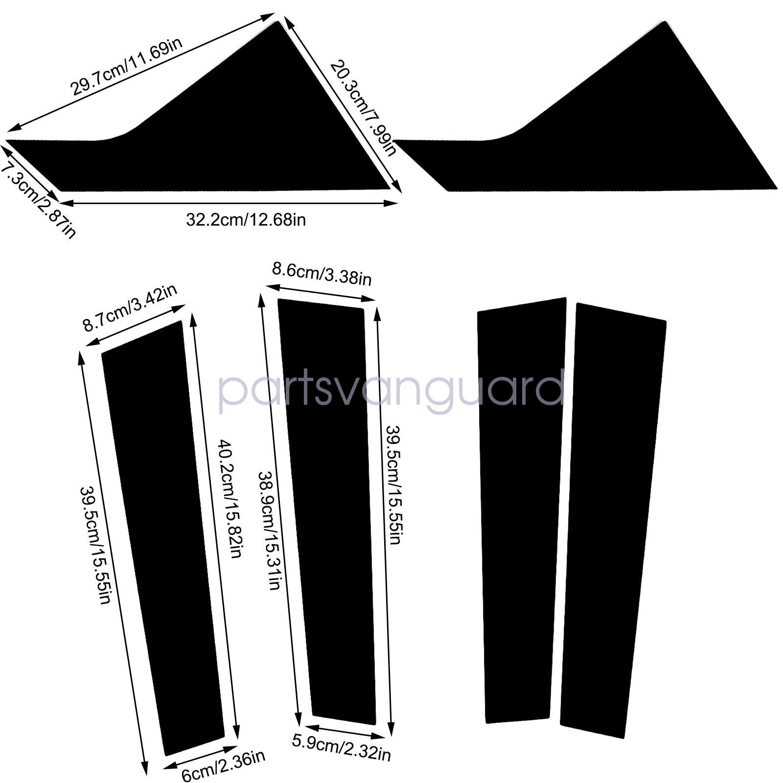 For 2014-2020 Chevy Impala Glossy Black Pillar Posts 6pcs Set Door Trim Cover ※