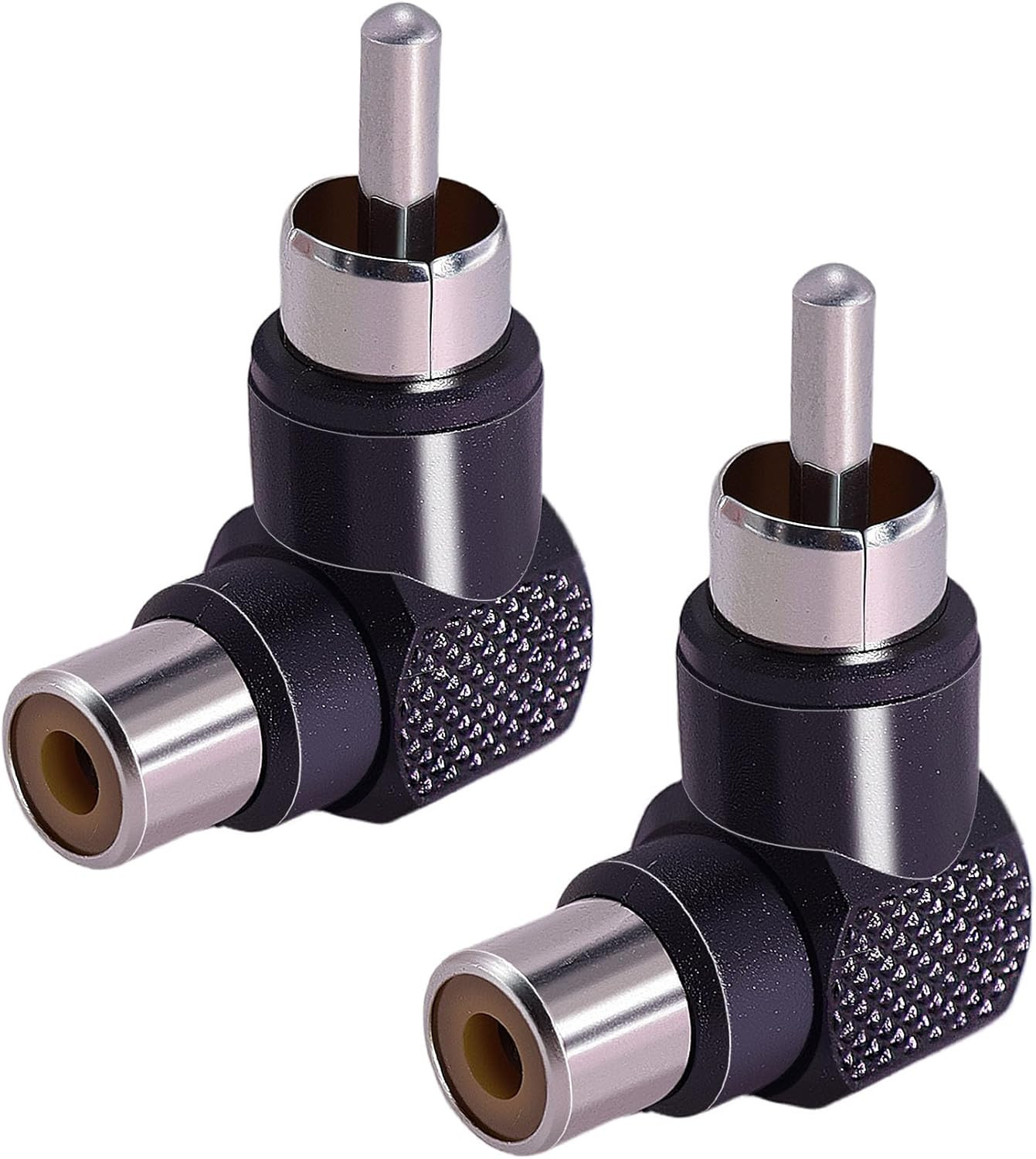 2pcs RCA Male to Female Right Angle Coupler RCA 90degree Elbow Adapter for Exten