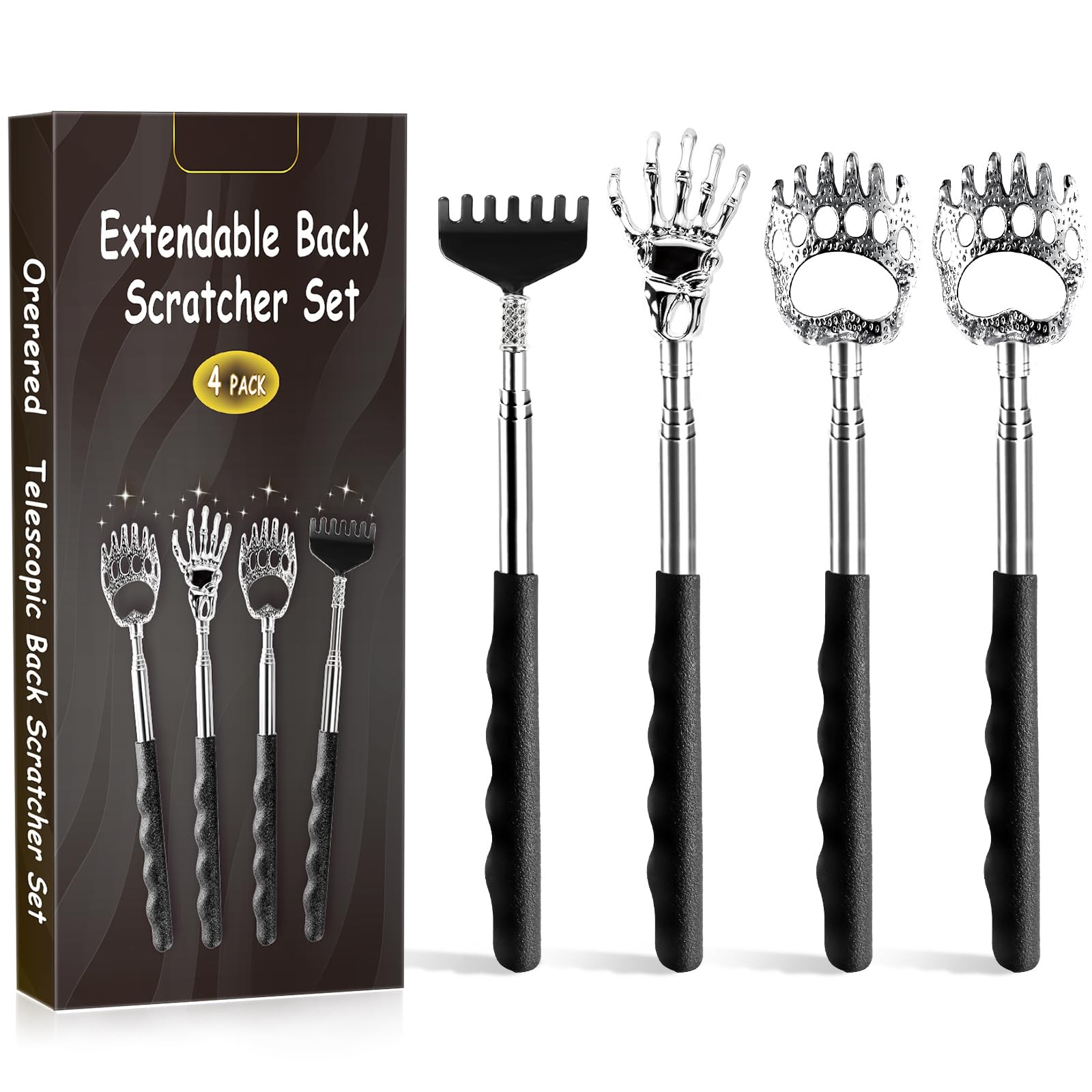 Orerered 4Pcs Back Scratcher Extendable for Men 4pcs, Backscratcher 4pcs