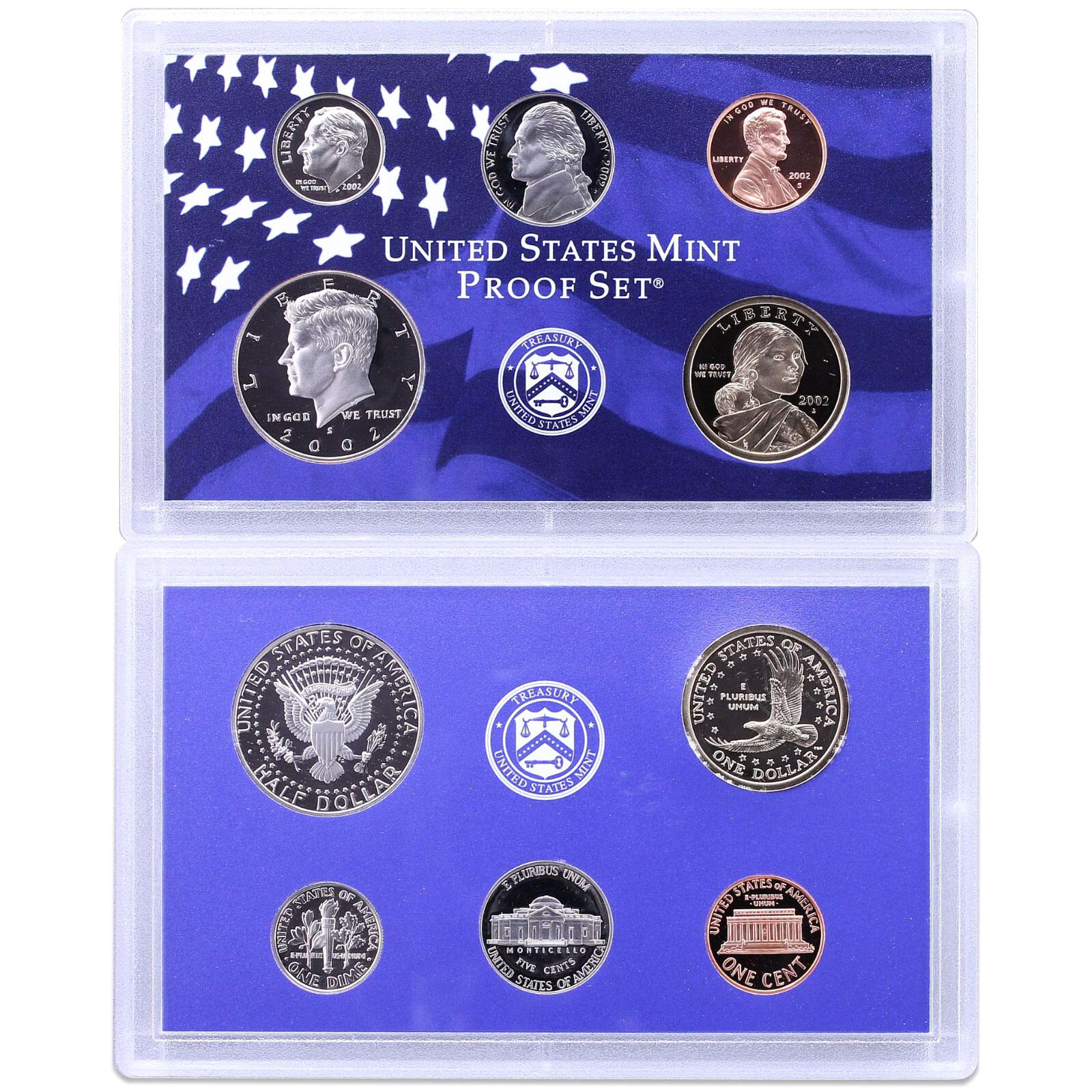 2002 S Proof Set Original Box & COA 10 Coins CN-Clad