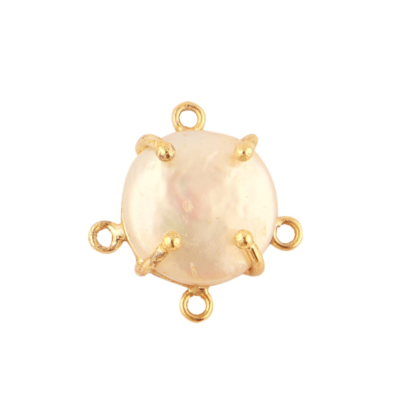 Minimalist Fresh Water Pearl Gold Plated Prong Set DIY Connector Jewelry Making