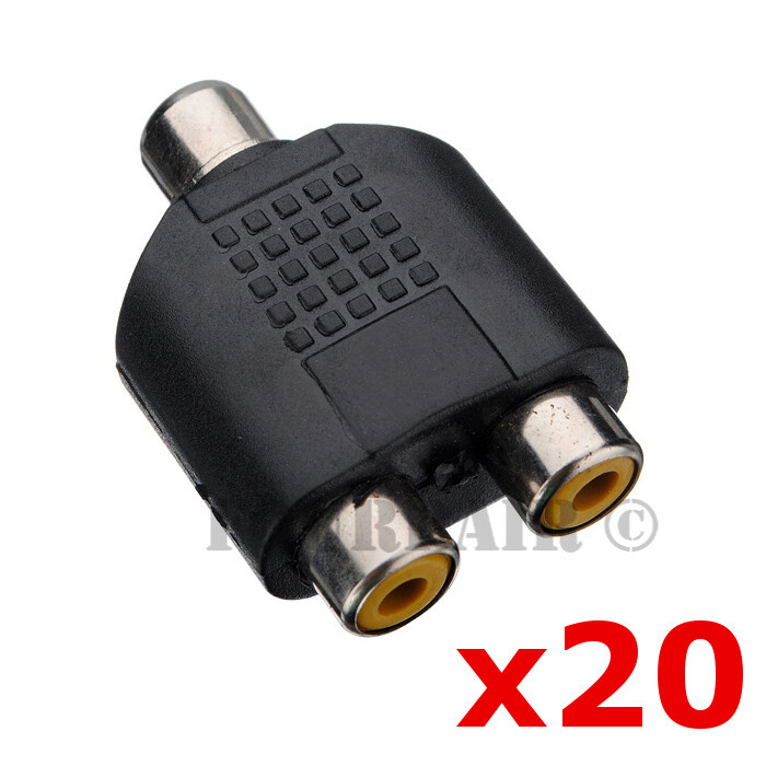 20 Pack Lot - RCA Female to Dual RCA Female Jacks Y Splitter Audio Cable Adapter