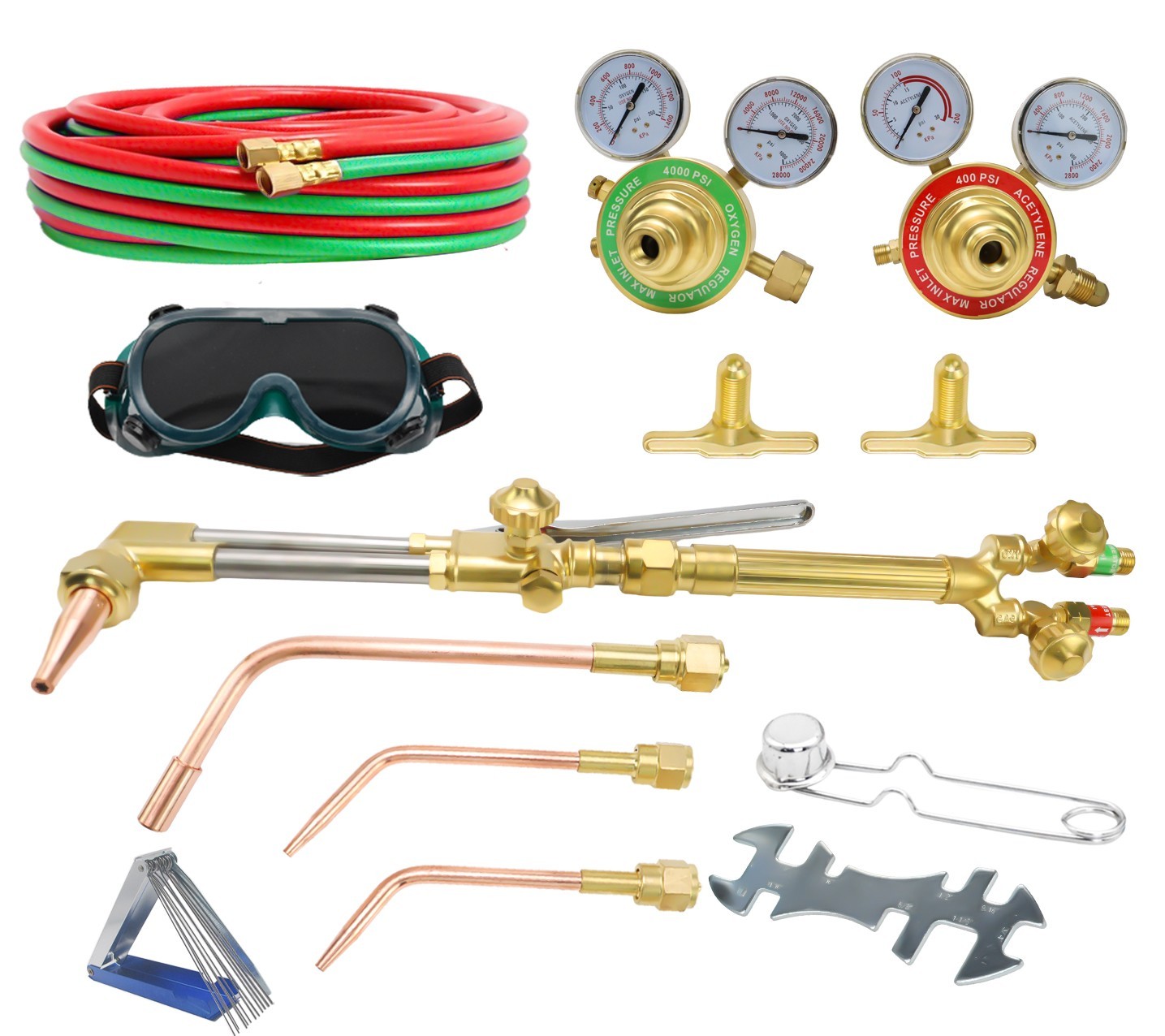 Oxy Acetylene Torch Kit Gas Cutting Torch Kit w/Heating Tip Twin Gas Hose Glasse