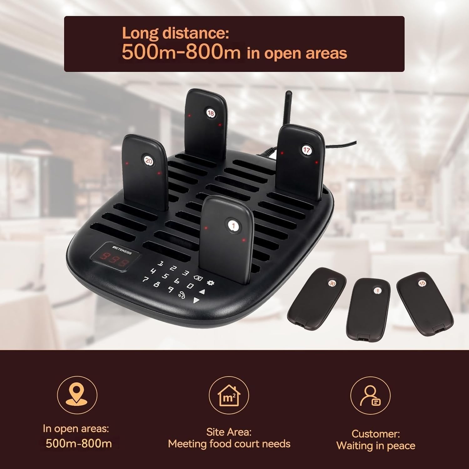 Restaurant Pager System Retekess 500M 800M Range
