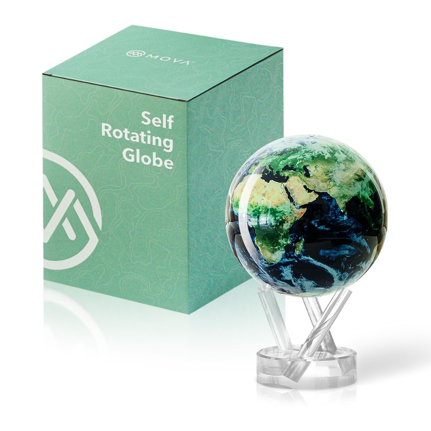 Globe - Earth with Clouds Classic (4.5") | Self-Rotating Globe Powered by Lig...