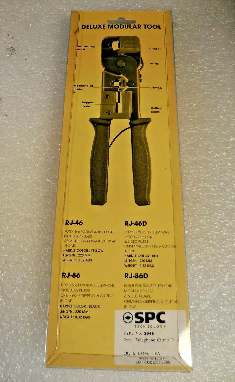 SPC Technology Type 2045 Modular Crimp Tool RJ-46(&D) RJ-86(&D) "NEW"