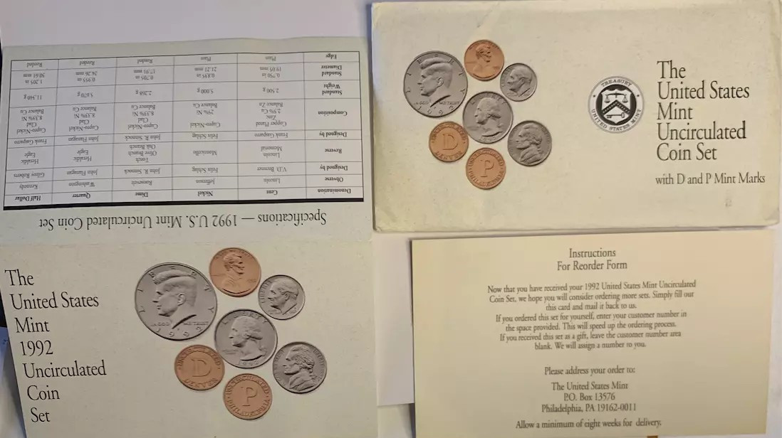 1992 Mint Set Envelope & COA ONLY *NO COINS* **FREE SHIPPING**